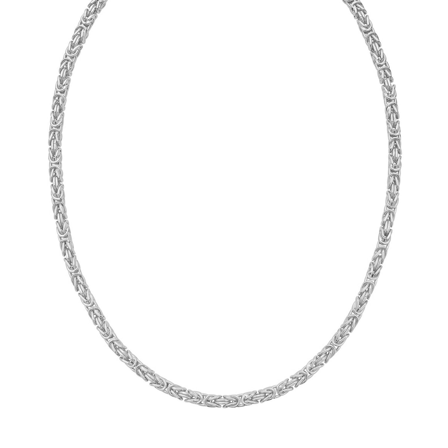 Sterling Silver Rhodium Plated Lite Square Byzantine Chain (4.80 mm)