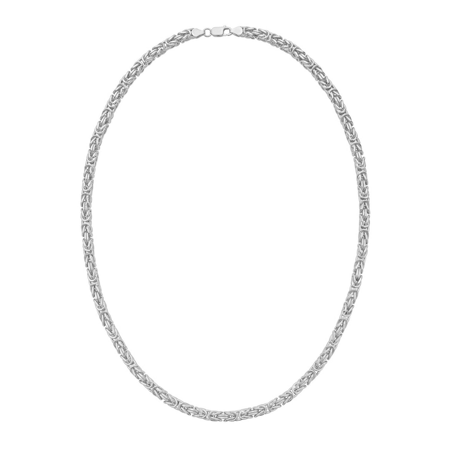 Sterling Silver Rhodium Plated Lite Square Byzantine Chain (4.80 mm)