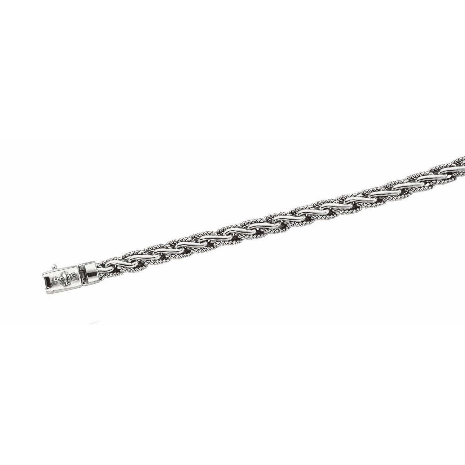 Oxidized Sterling Silver Mens Chain Bracelet in a Cable Motif (8.50 mm)