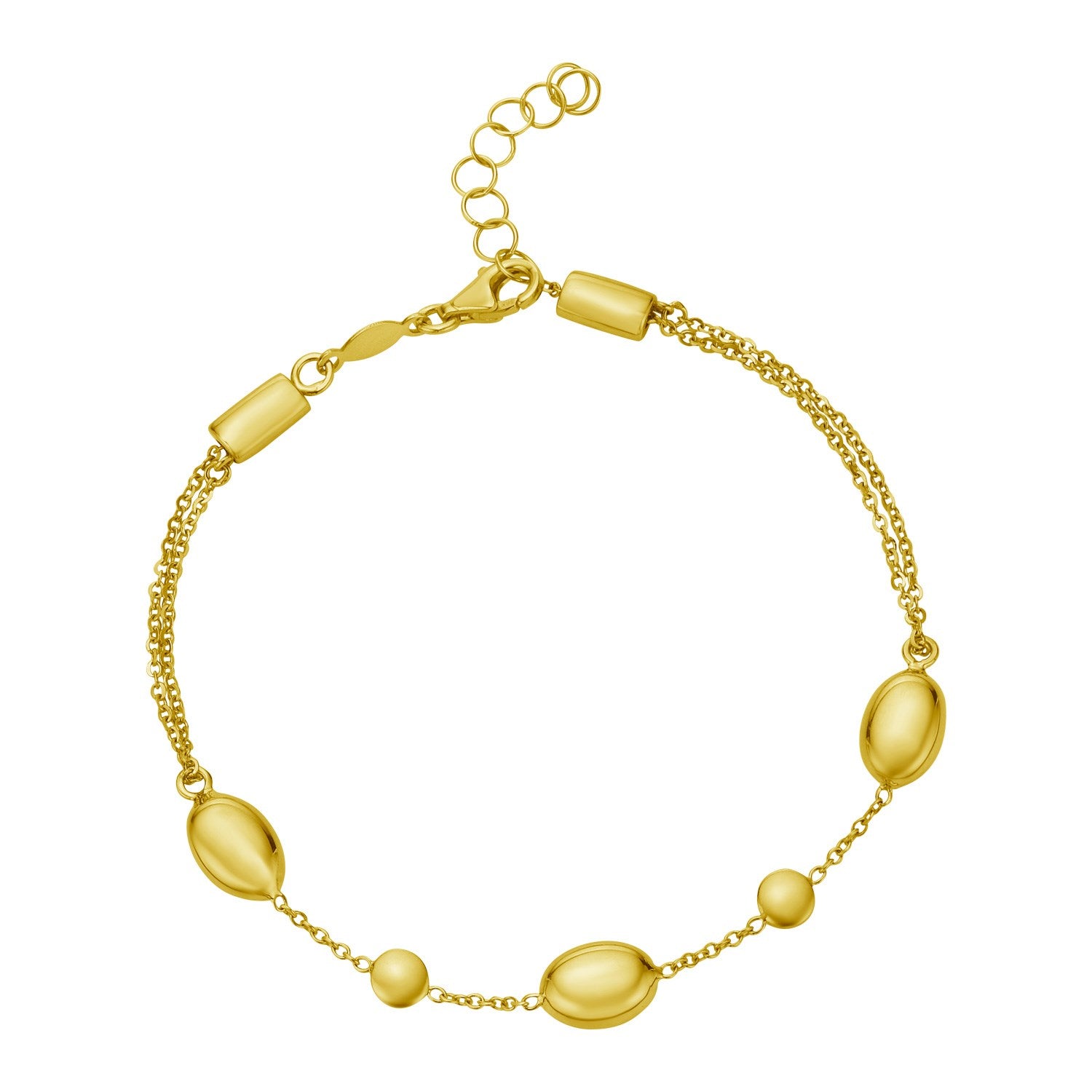 14K Yellow Gold Adjustable Puff Pebble Bracelet And Anklet