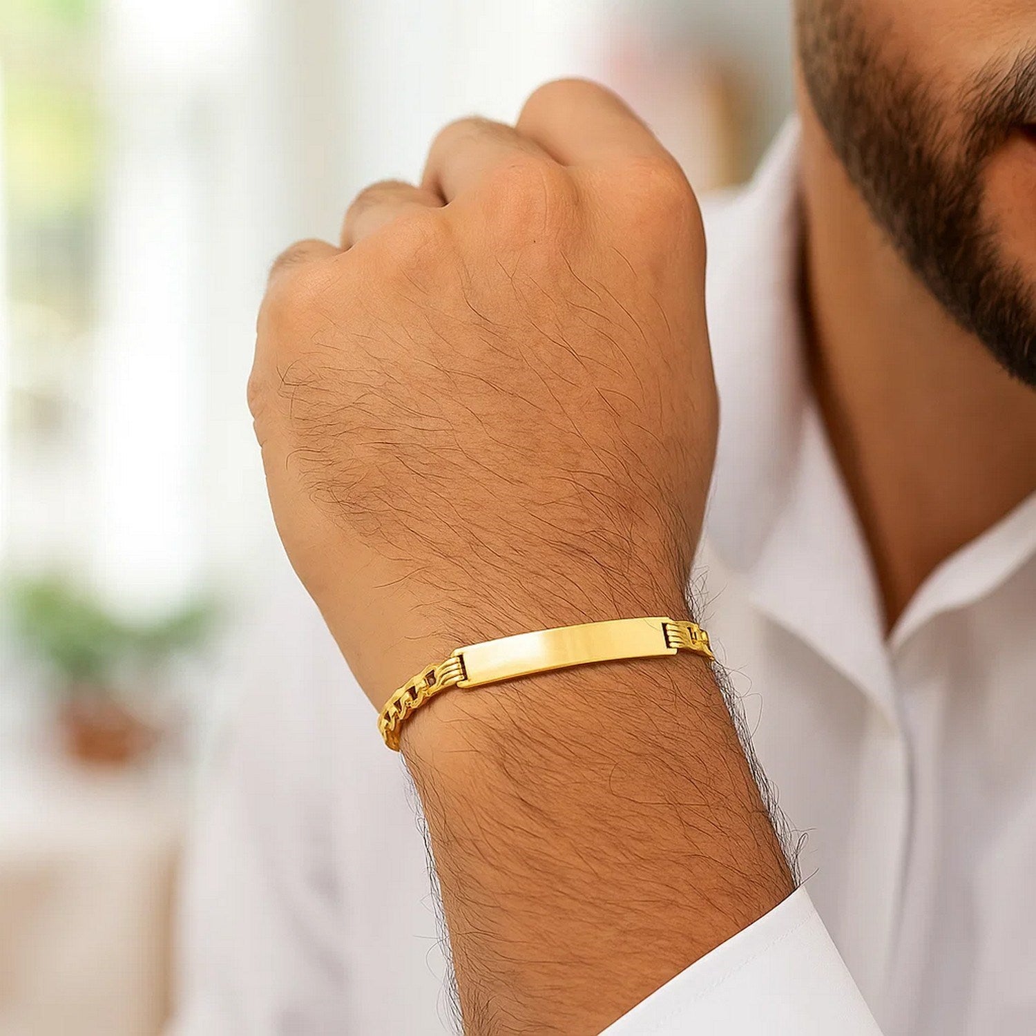 14k Yellow Gold 8 1/2 inch Mens Curb Chain ID Bracelet (8.30 mm)