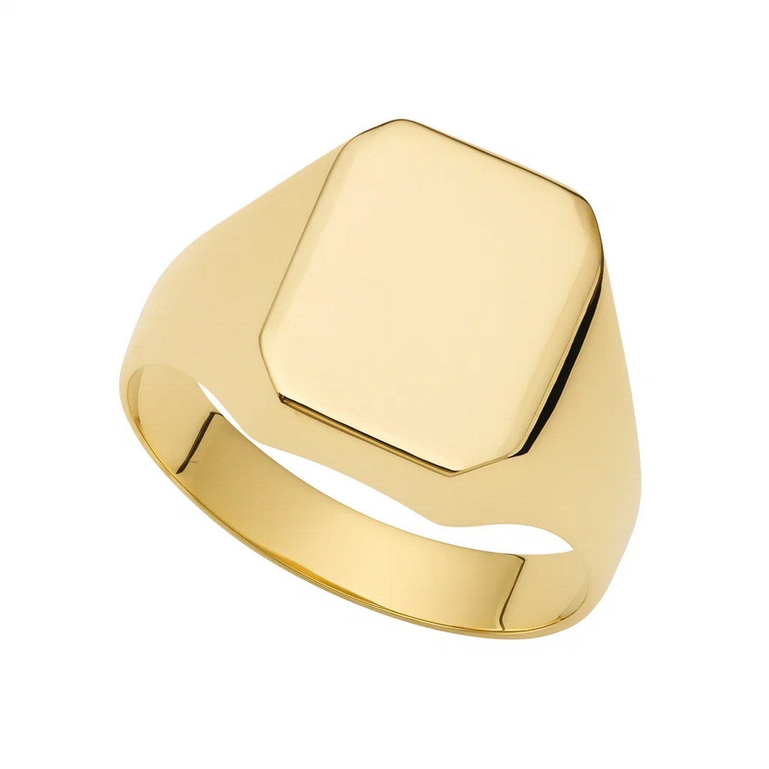 14K Yellow Gold Polished Rectangular Signet Ring