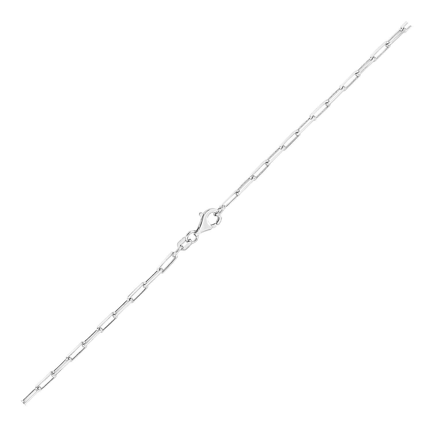 Sterling Silver Rhodium Plated Paperclip Anklet (3.00 mm)
