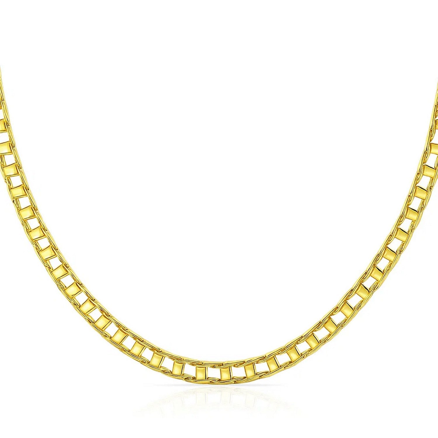 14k Yellow Gold Mens Necklace with Track Design Links (5.00 mm)