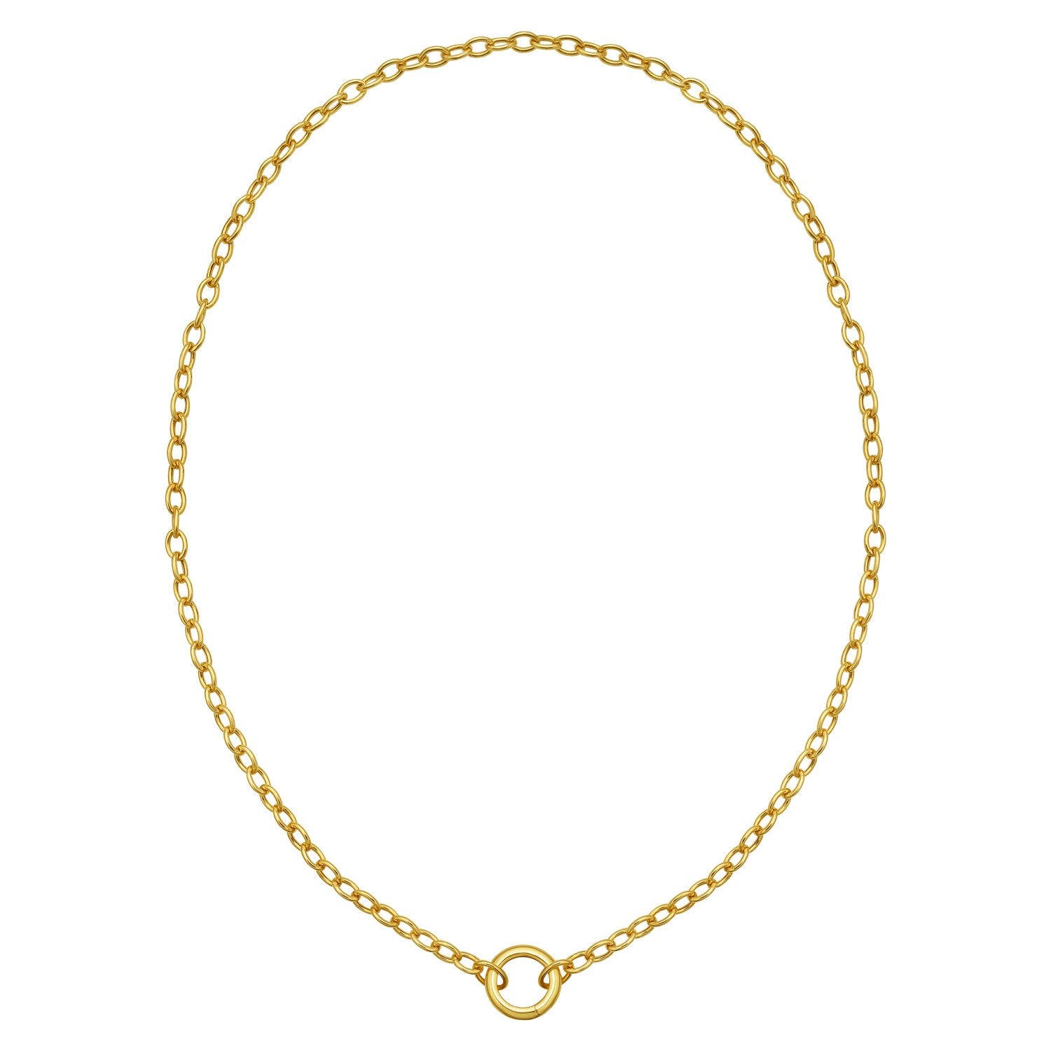 14K Yellow Gold Push Lock Charm Necklace (4.20 mm)