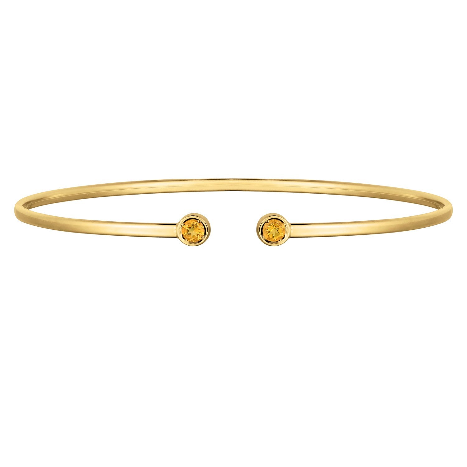 14K Yellow Gold Citrine Open Cuff Bangle (2.00 mm)