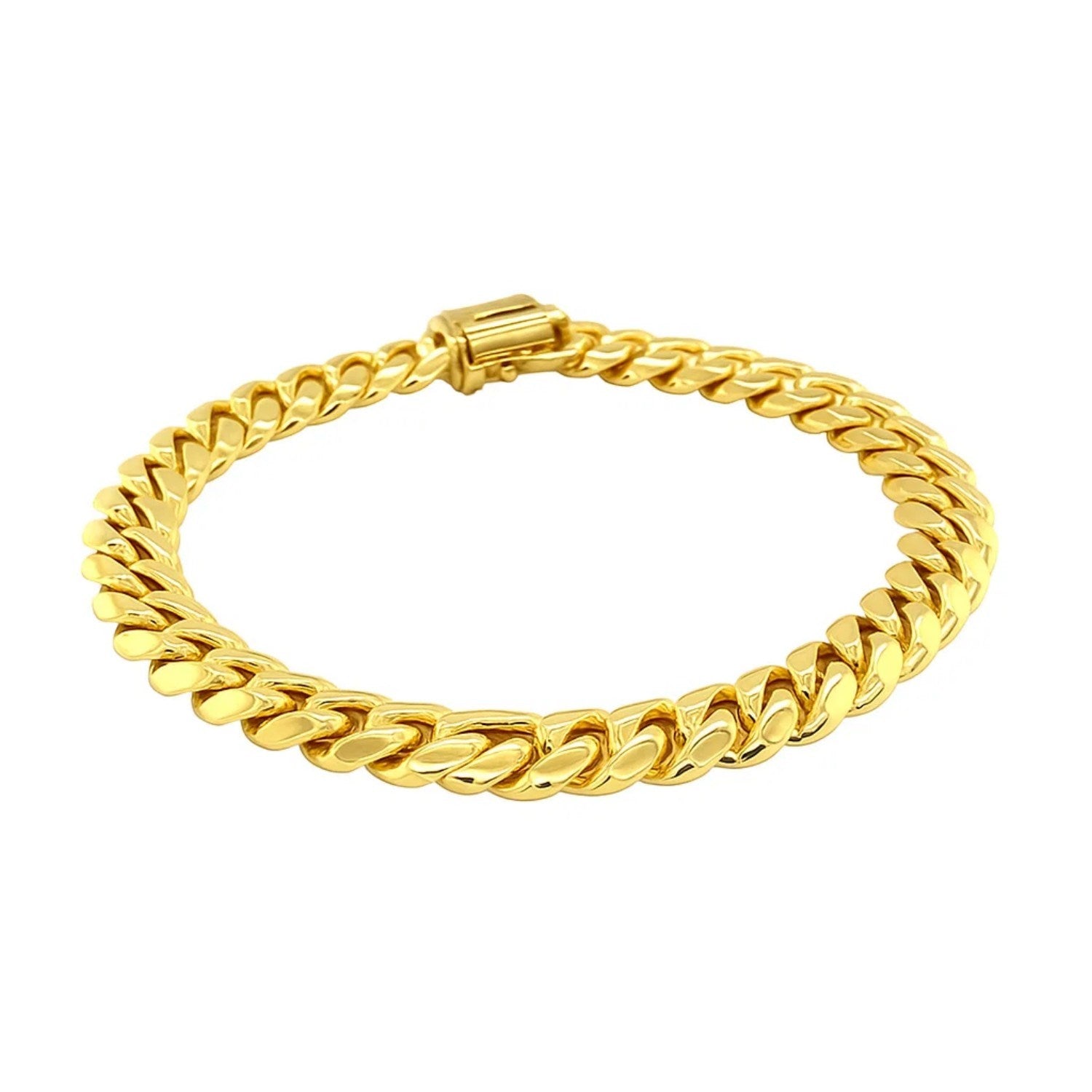 14k Yellow Gold Classic Miami Cuban Solid Bracelet (8.20 mm)