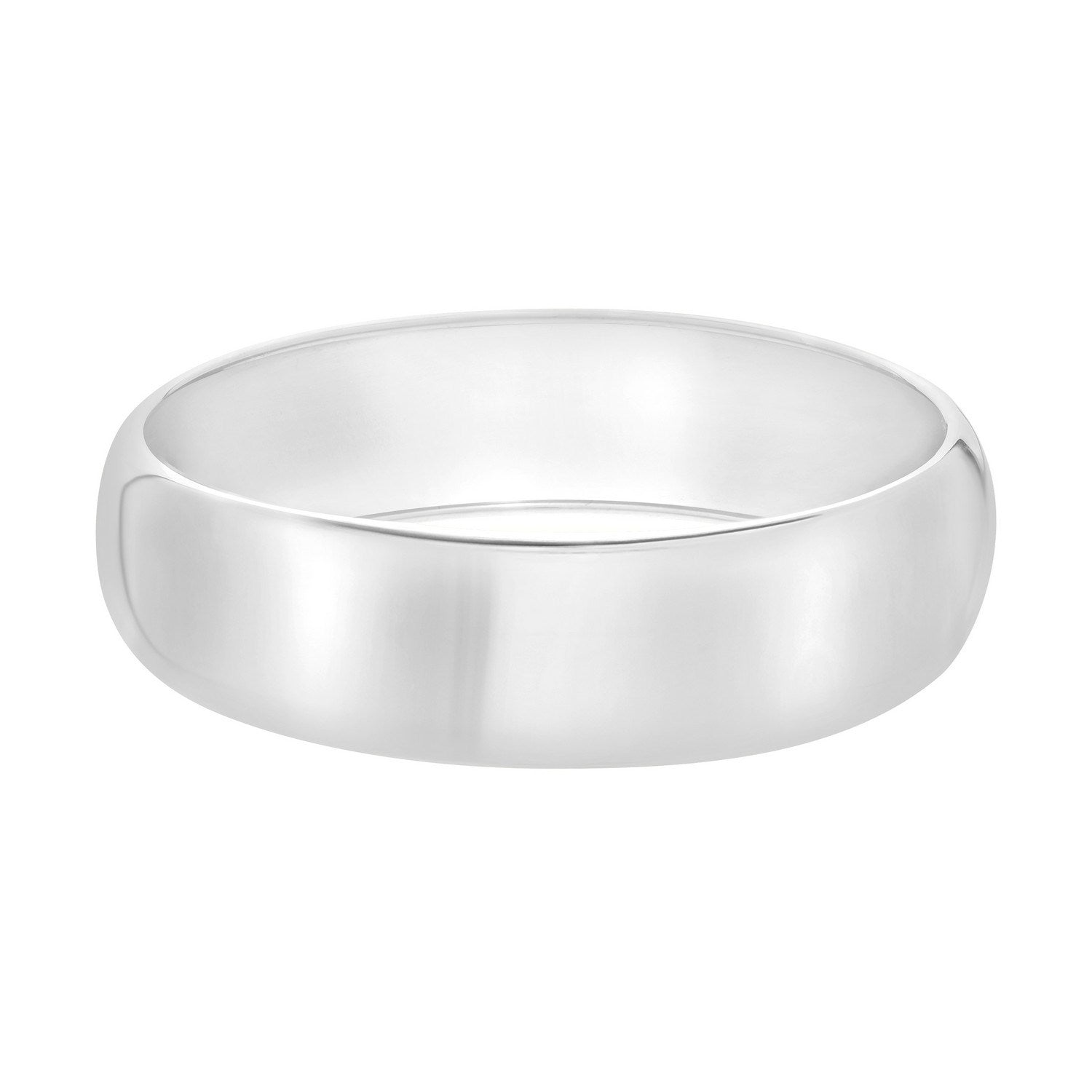 Sterling Silver Rhodium Plated Domed Classic Bangle (18.50 mm)