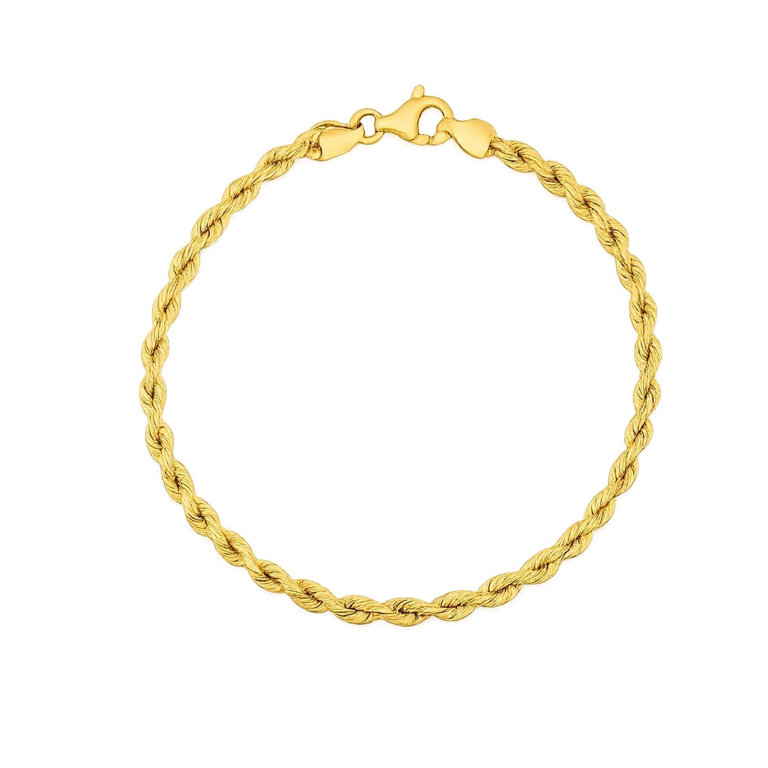 Silk Rope Chain Bracelet in 14k Yellow Gold (3.00 mm)