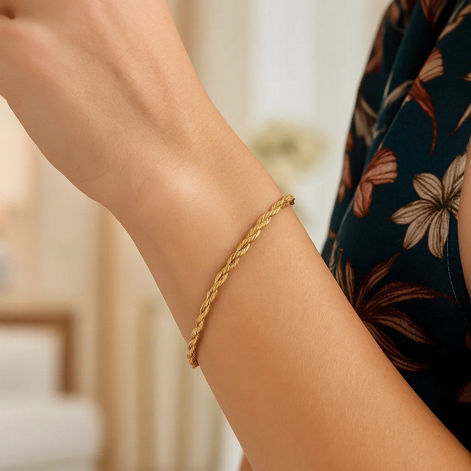 Silk Rope Chain Bracelet in 14k Yellow Gold (3.00 mm)