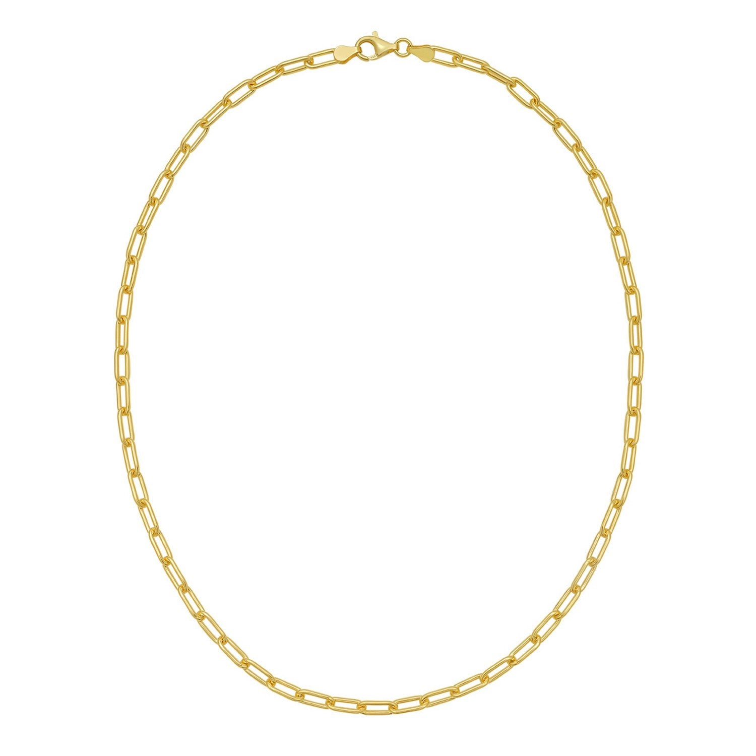 Sterling Silver Yellow Gold Plated Round Link Paperclip Chain (5.20 mm)