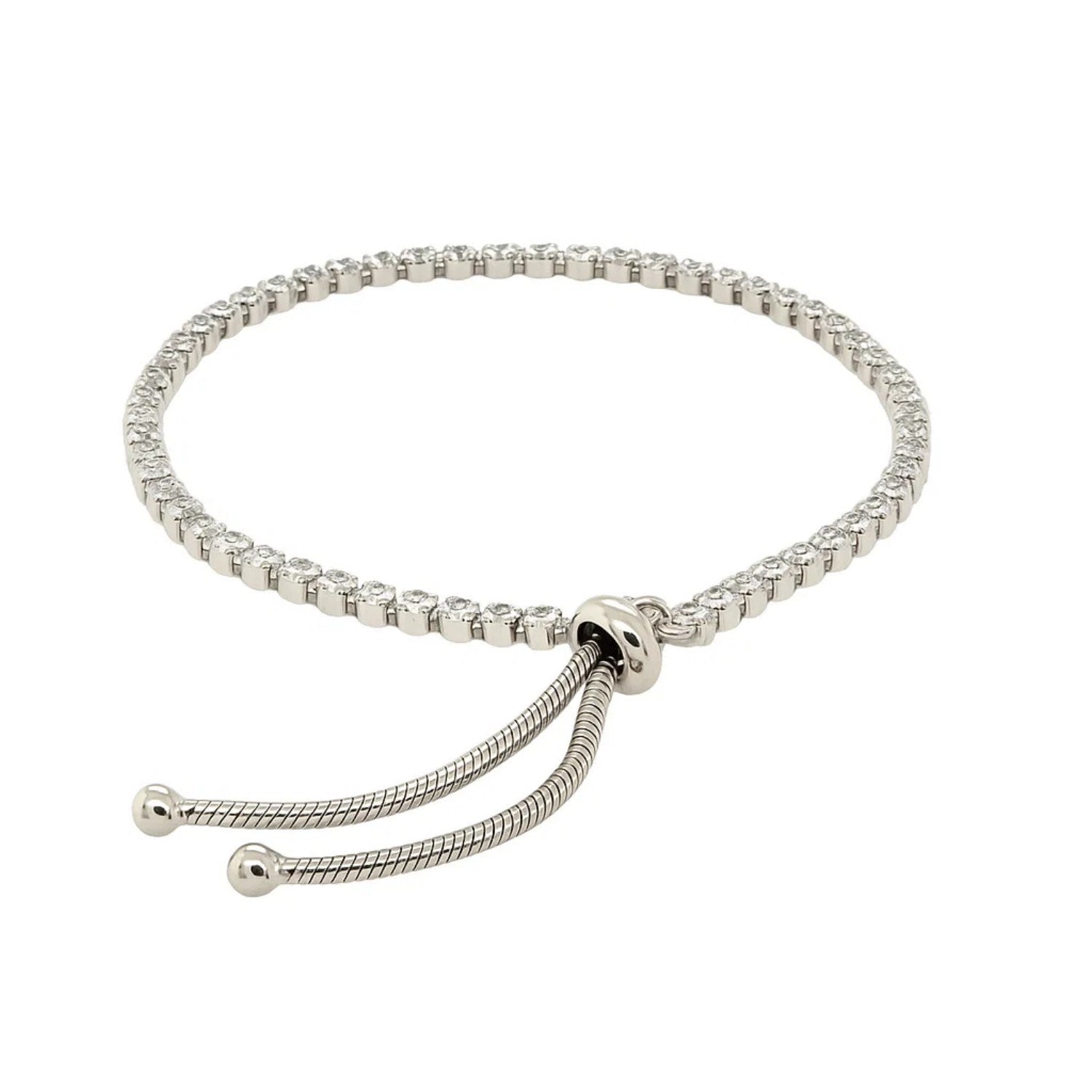 Adjustable Tennis Style Bracelet with Cubic Zirconia in Sterling Silver(4.00 mm)