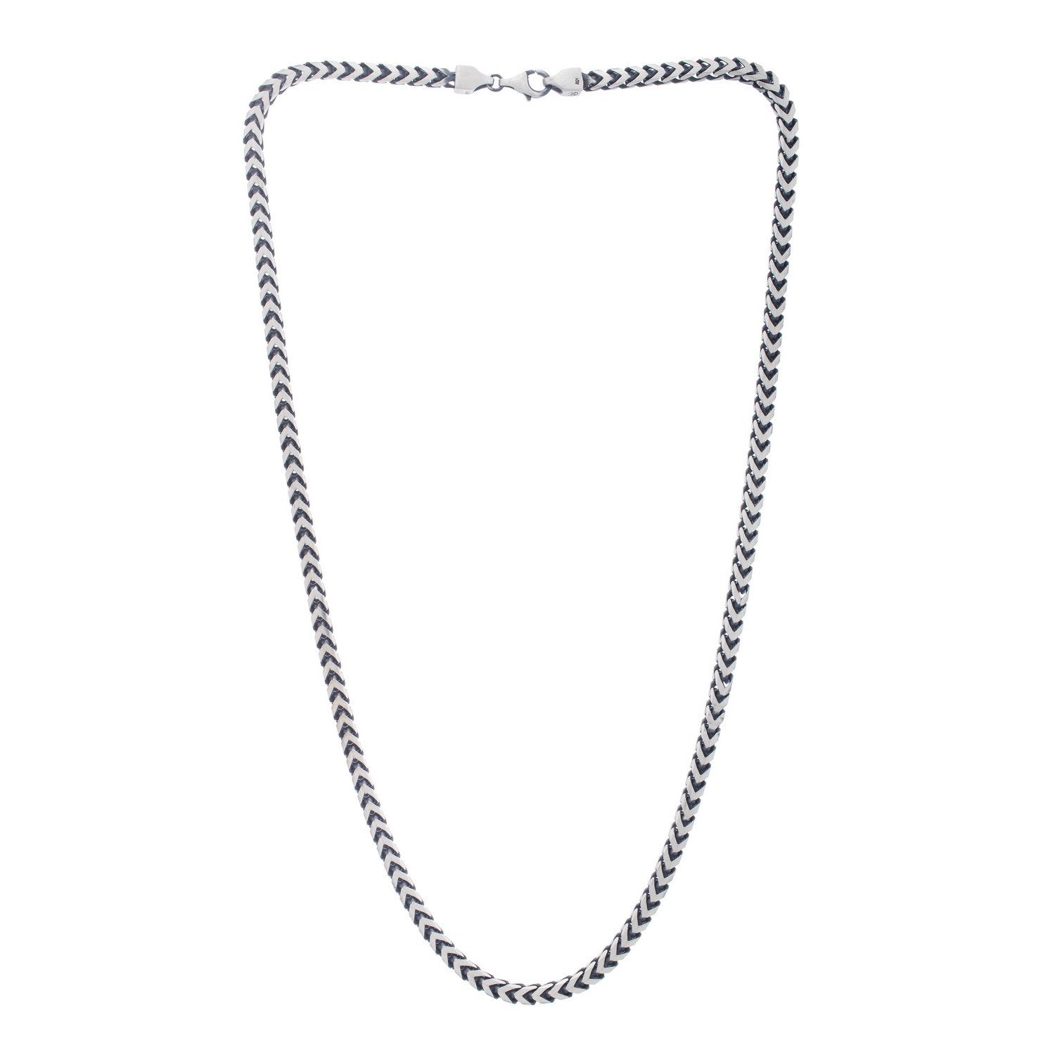 Sterling Silver Gunmetal Finish Franco Link Chain (4.60 mm)