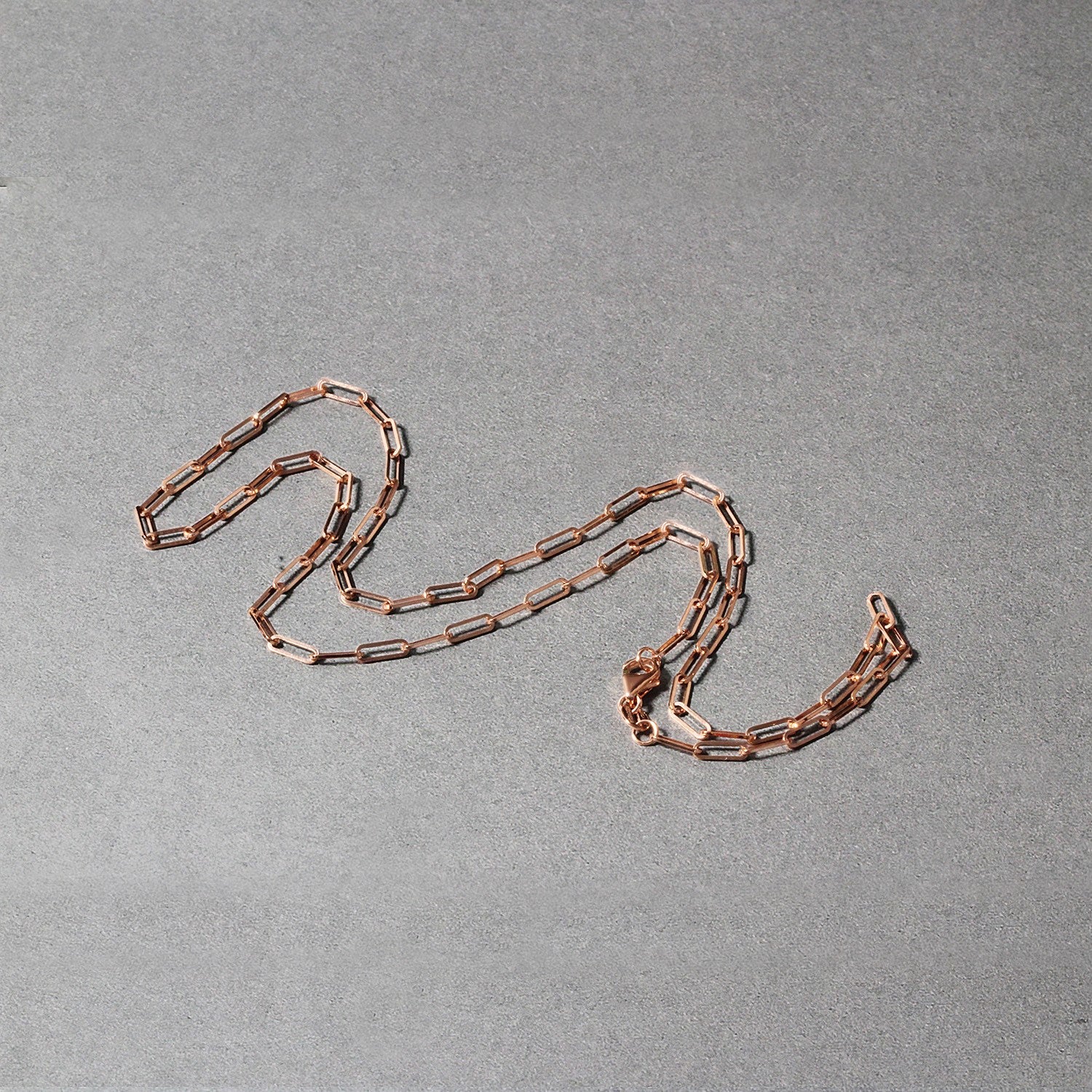 14K Rose Gold Delicate Paperclip Chain (2.10 mm)