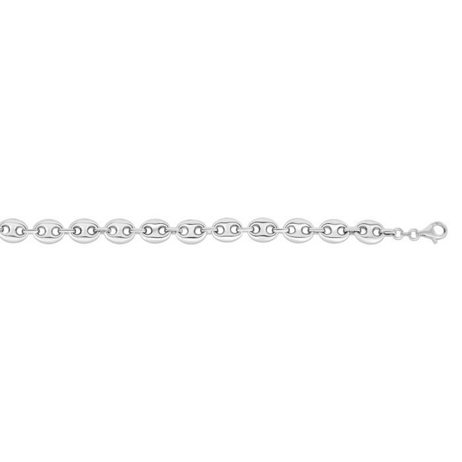 Sterling Silver Rhodium Plated Lite Puffed Mariner Chain (7.80 mm)