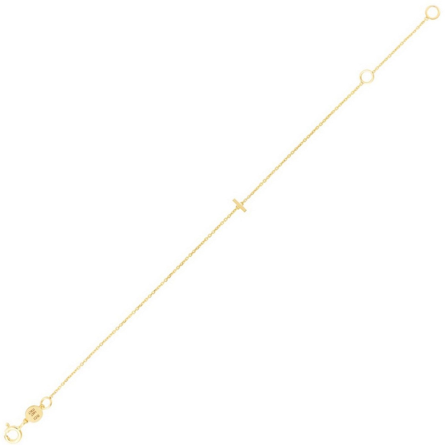 14K Yellow Gold Mini Initial I Bracelet