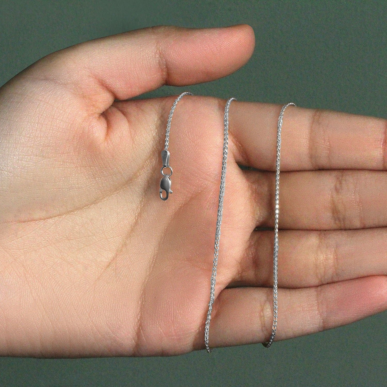 18k White Gold Round Wheat Chain (1.40 mm)