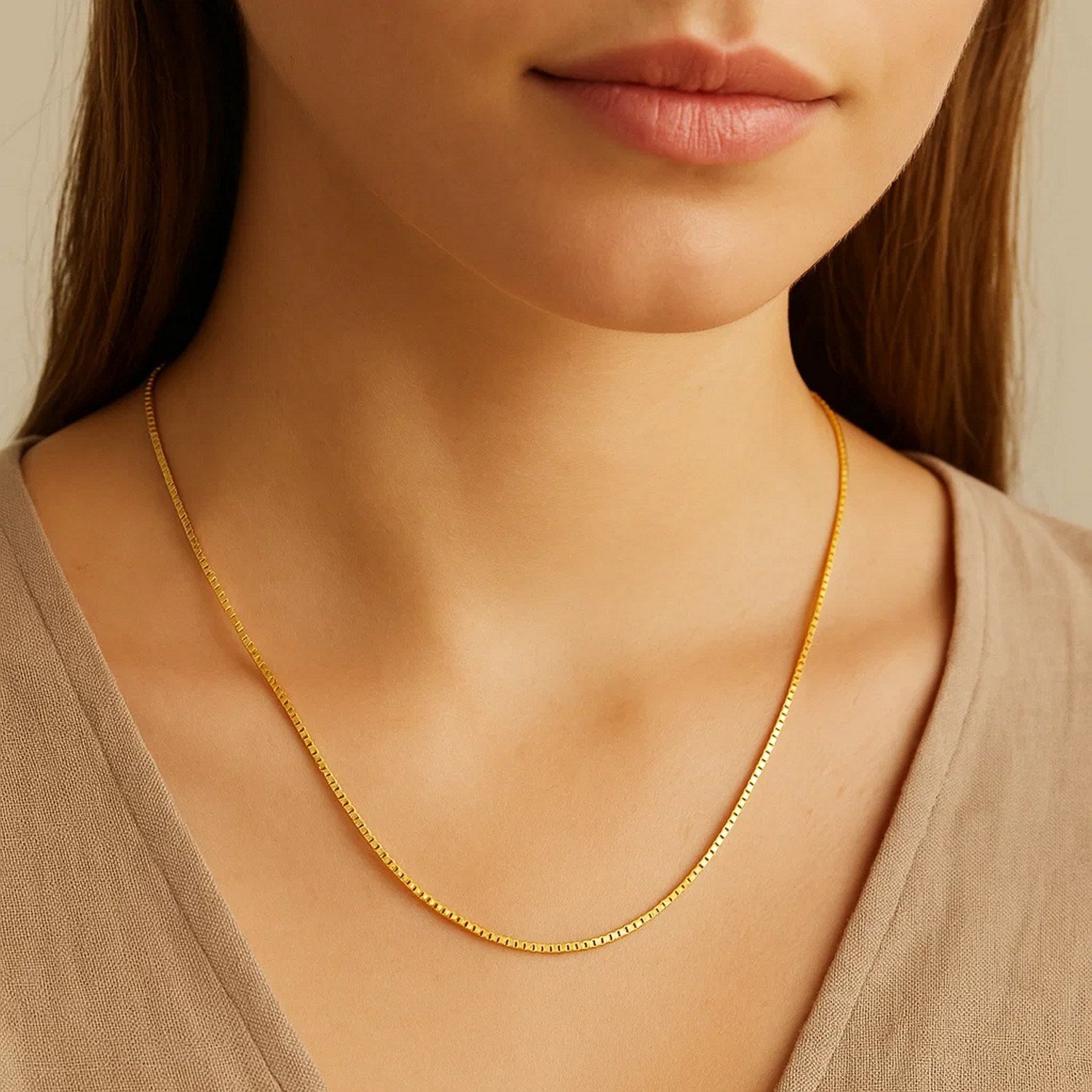 18k Yellow Gold Box Chain 0.6mm (0.60 mm)