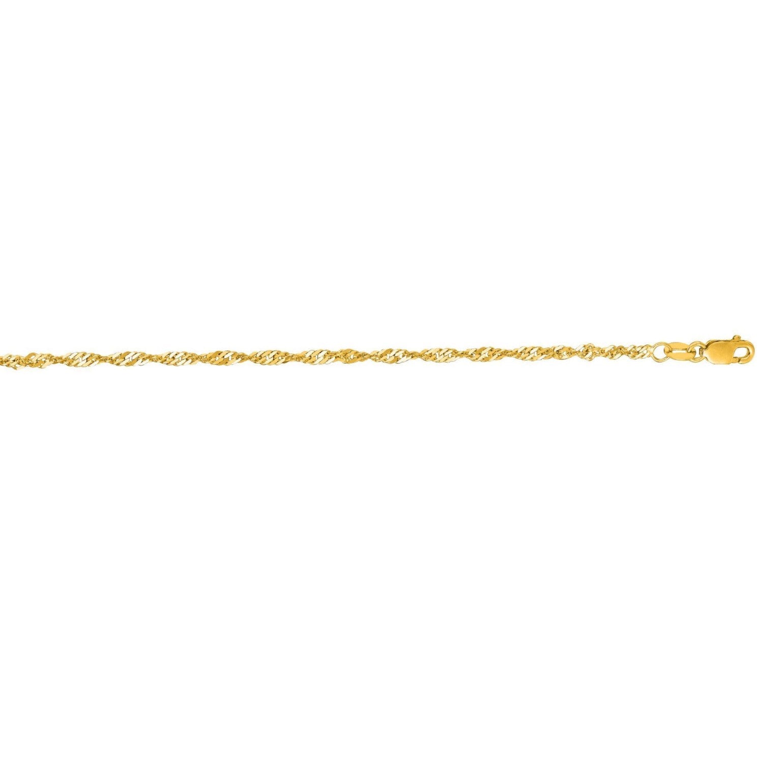 2.1mm 14k Yellow Gold Singapore Anklet