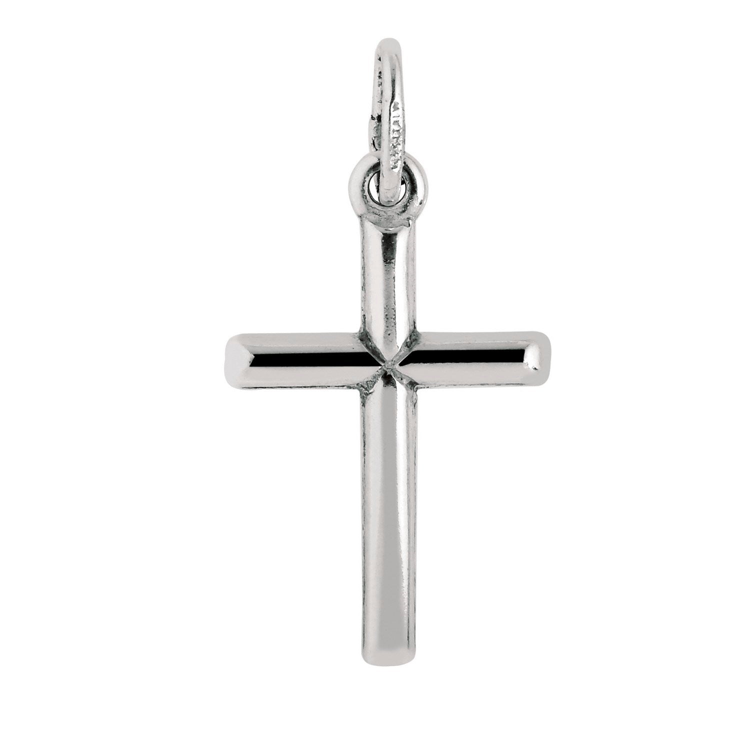 Sterling Silver Rhodium Plated Small Tube Cross Pendant