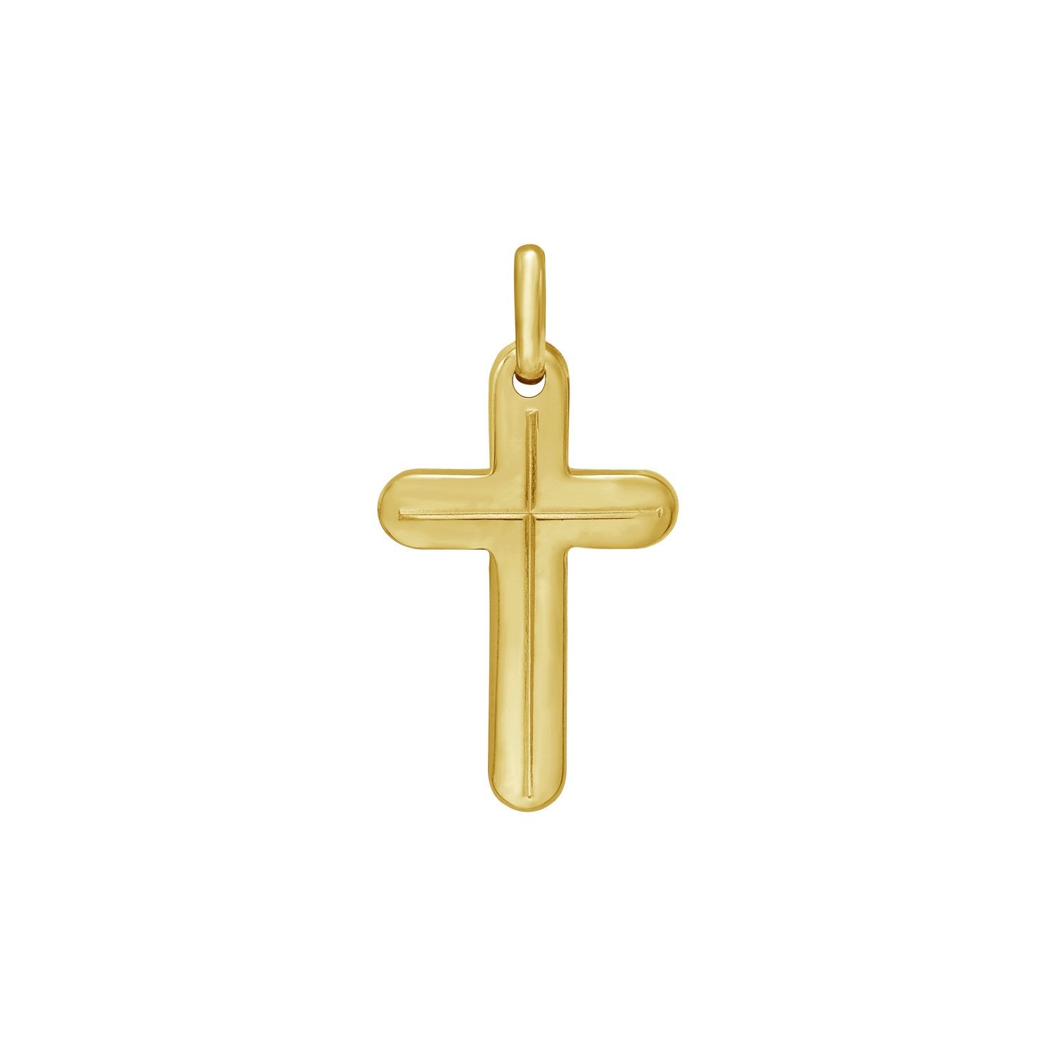 14K Yellow Gold Etched Cross Pendant