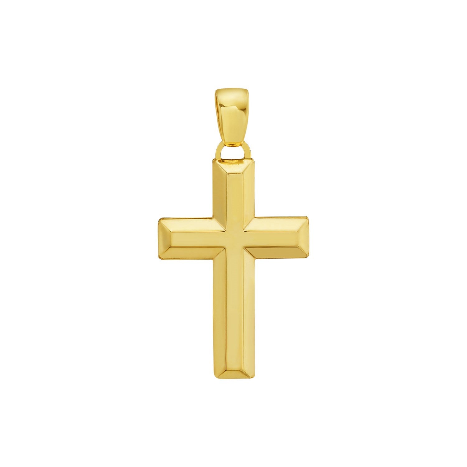 14K Yellow Gold Polished Beveled Cross Pendant