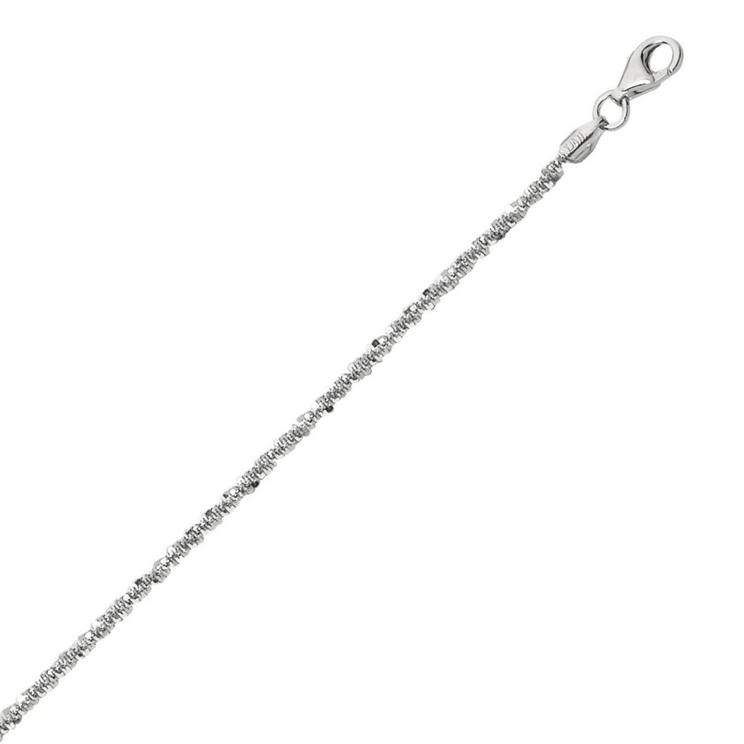 Sterling Silver Rhodium Plated Sparkle Anklet