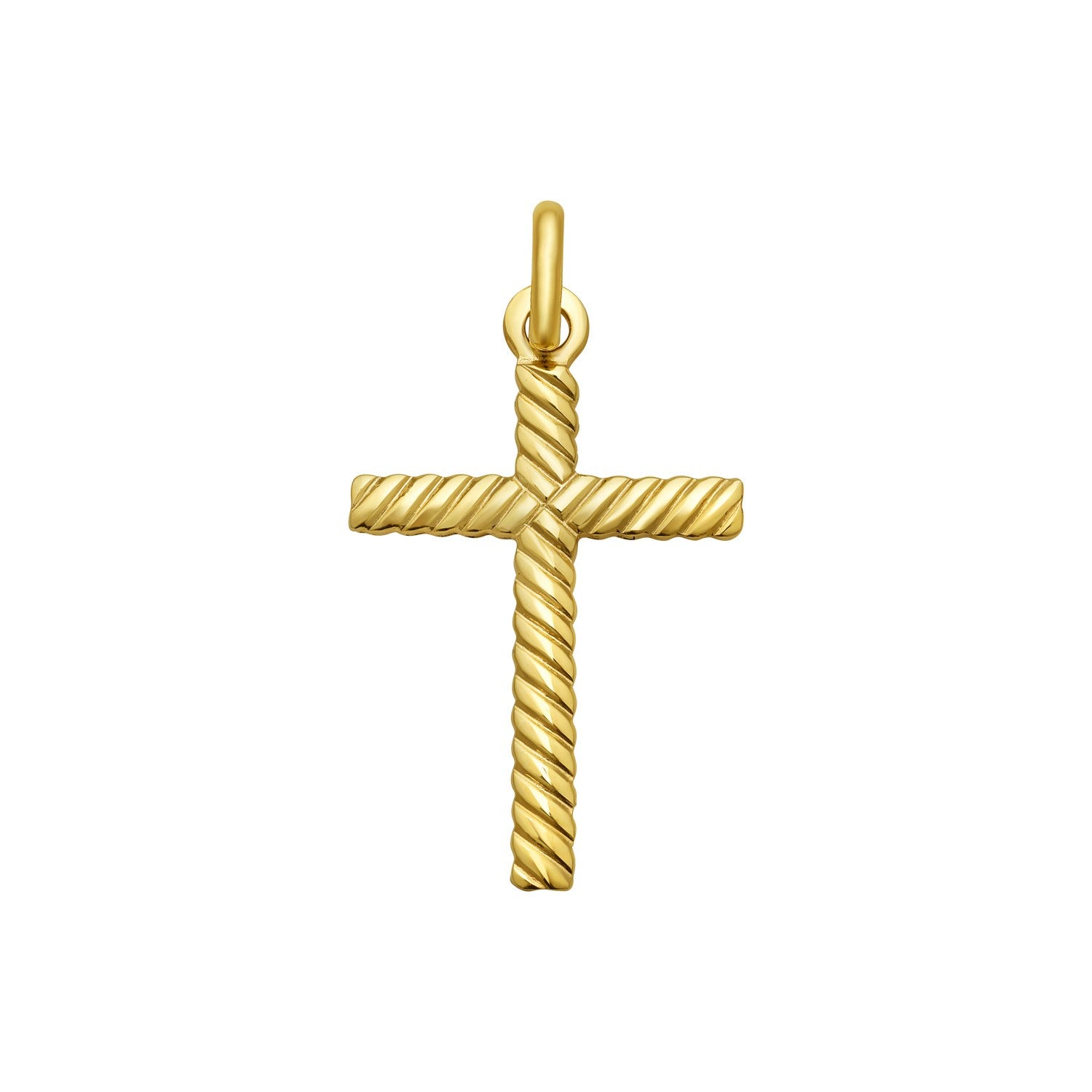 14K Yellow Gold Cable Cross Pendant