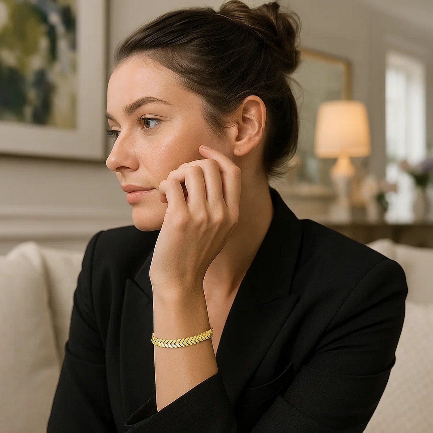 14k Yellow Gold High Polish Chevron Link Bracelet  (6.00 mm)