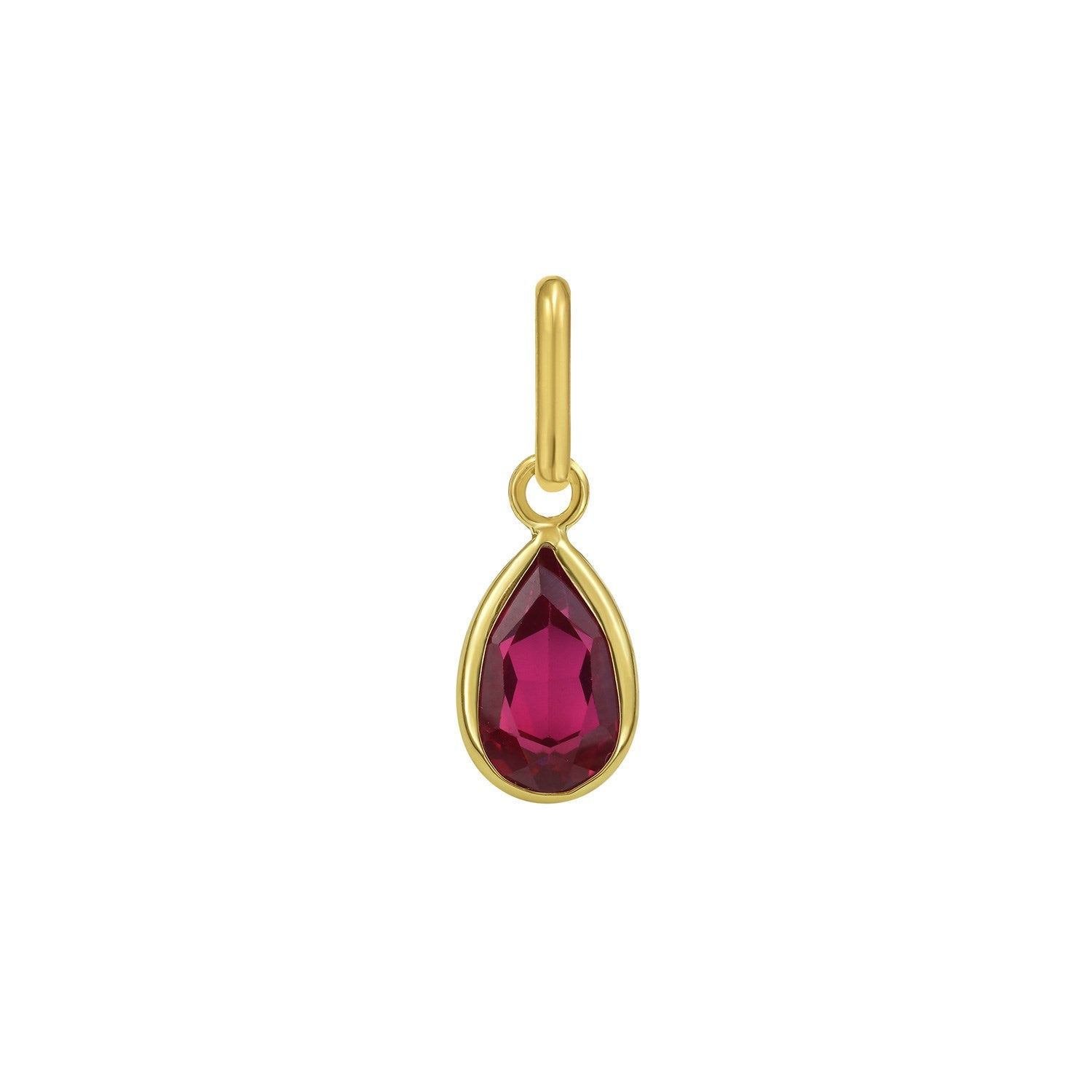 14K Yellow Gold Pear Ruby Charm Pendant
