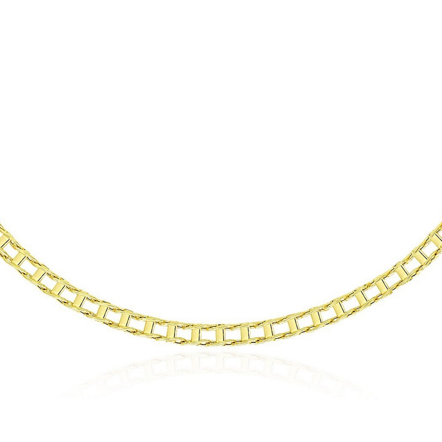 14k Yellow Gold Mens Necklace with Track Design Links (5.00 mm)