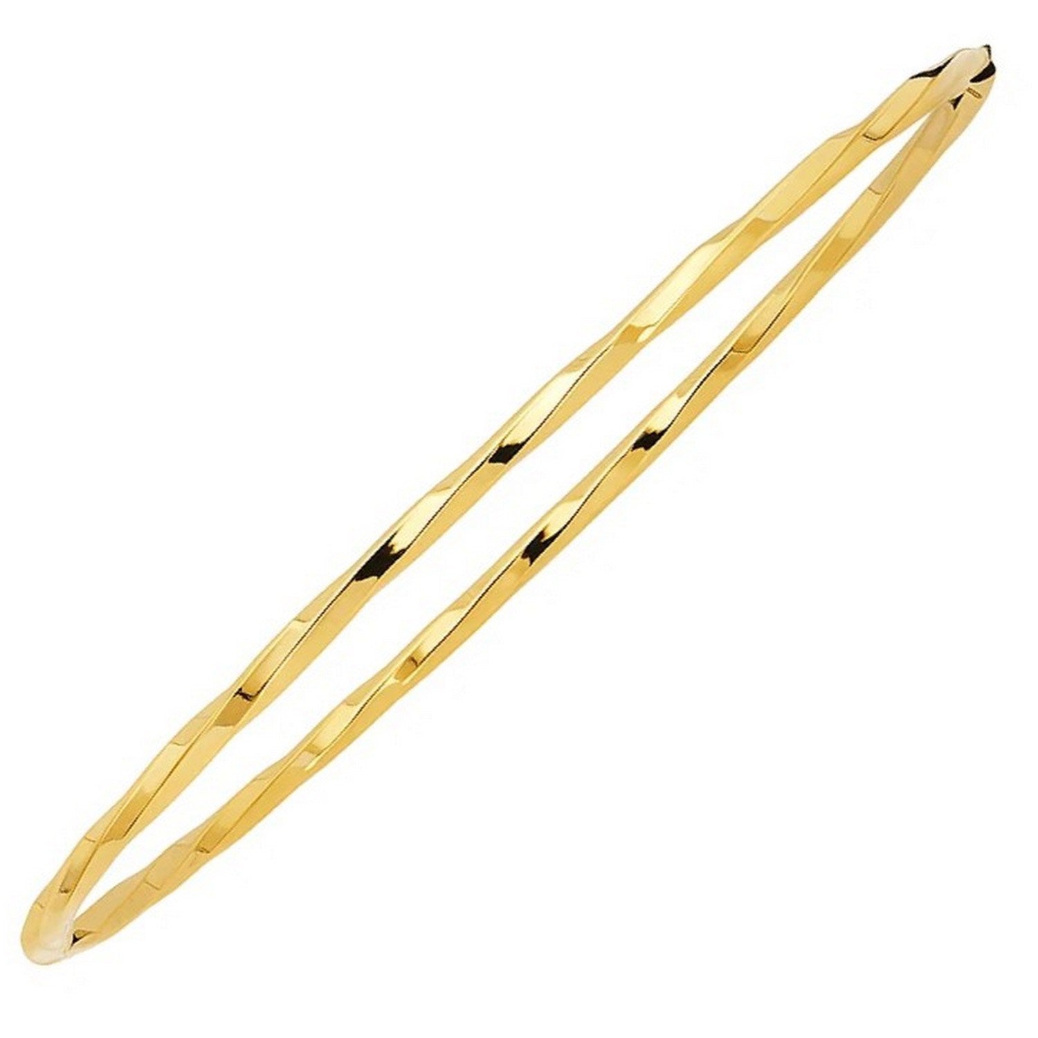 14k Yellow Gold Thin Twisted Shiny Bangle (2.50 mm)