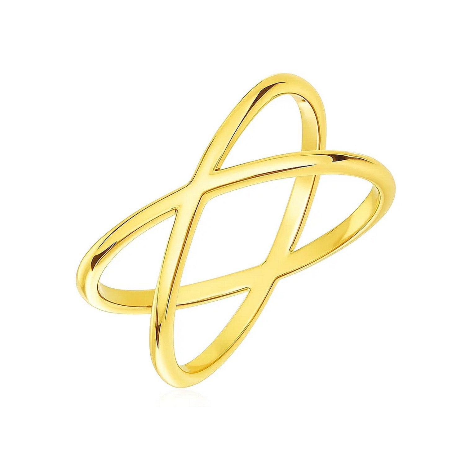 14k Yellow Gold Polished X Profile Ring