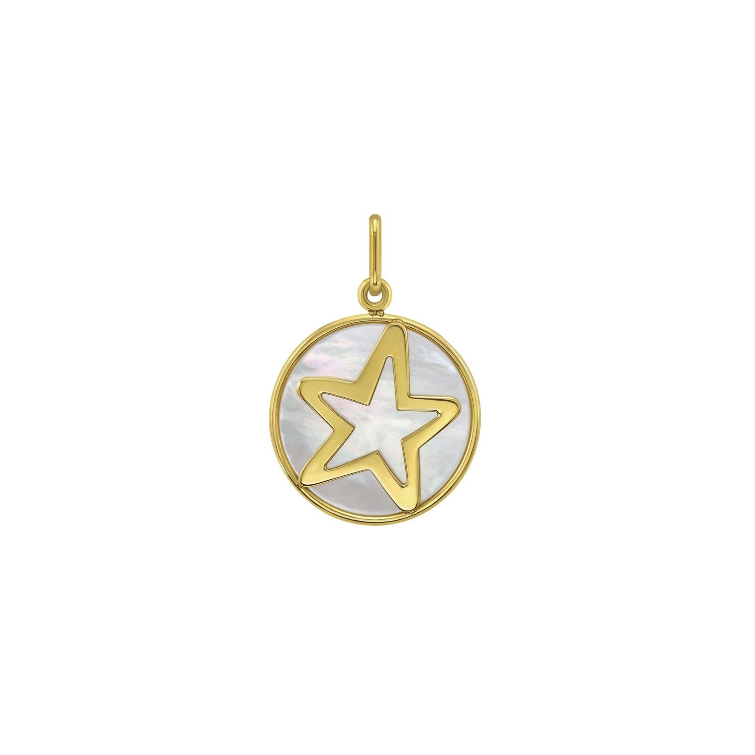 14K Yellow Gold Starfish MOP Charm Pendant