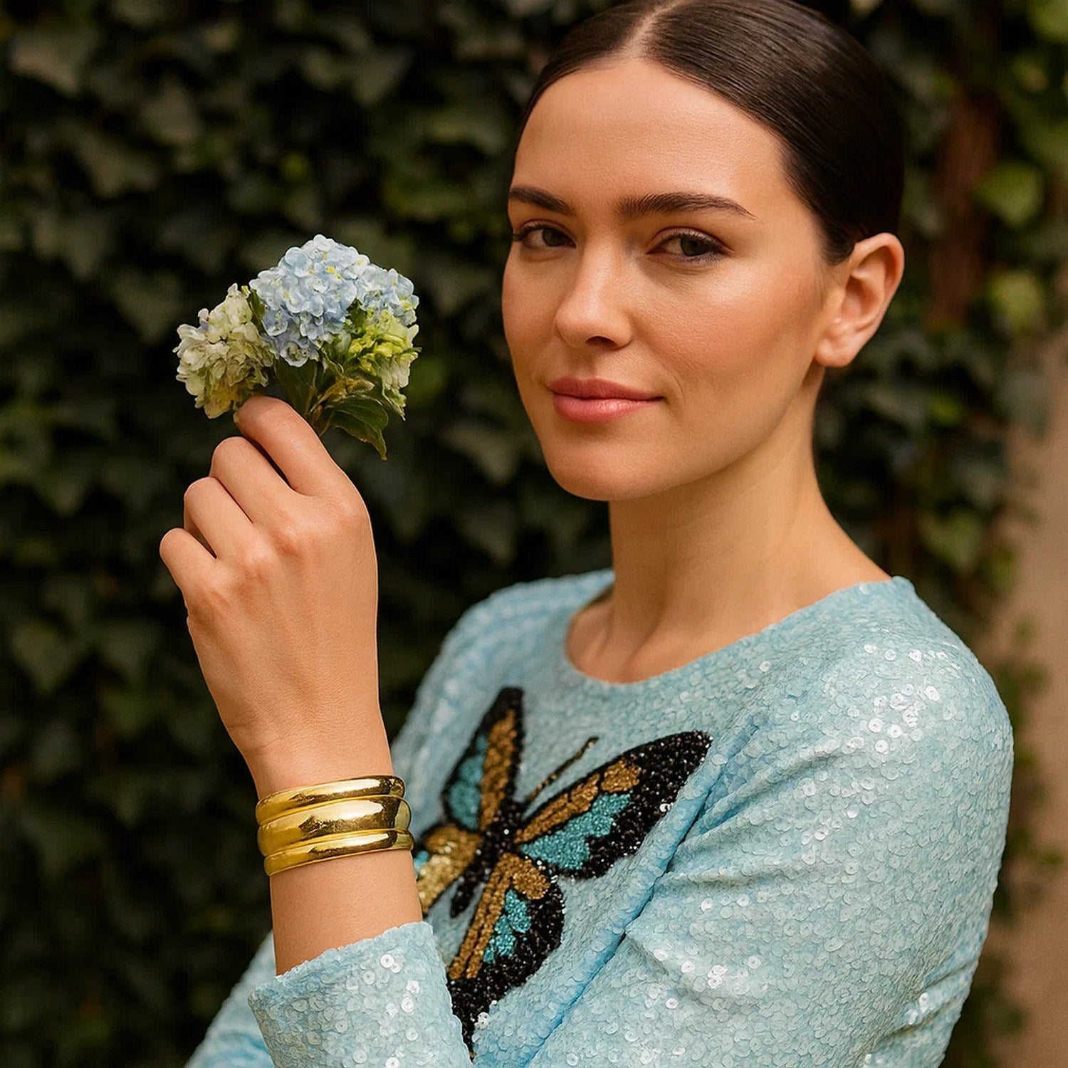 Sterling Silver Gold Plated Bold Ribbed Cuff Bangle (25.00 mm)