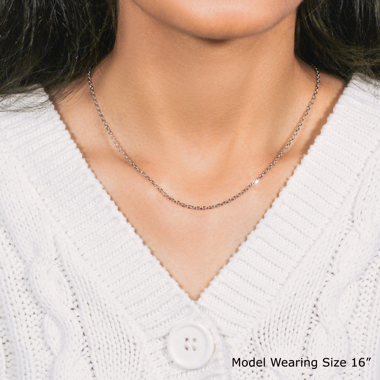 18k White Gold Diamond Cut Cable Link Chain (1.90 mm)