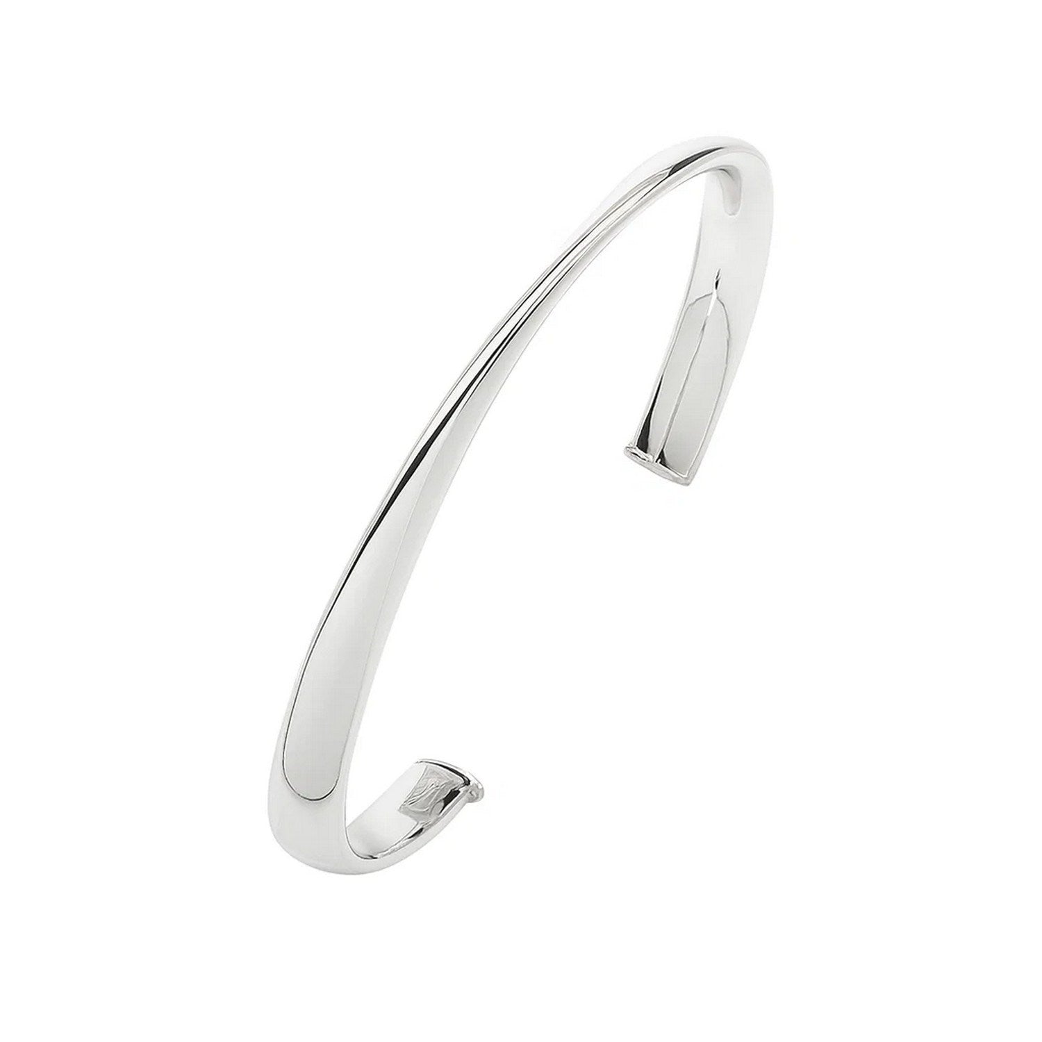 Sterling Silver Rhodium Plated Sculpted Cuff Bangle