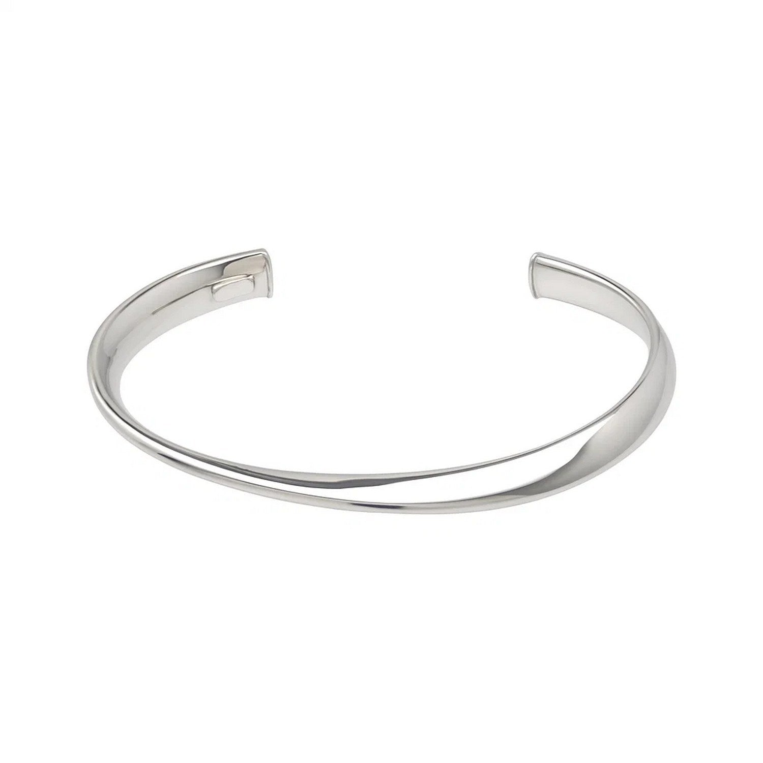 Sterling Silver Rhodium Plated Sculpted Cuff Bangle