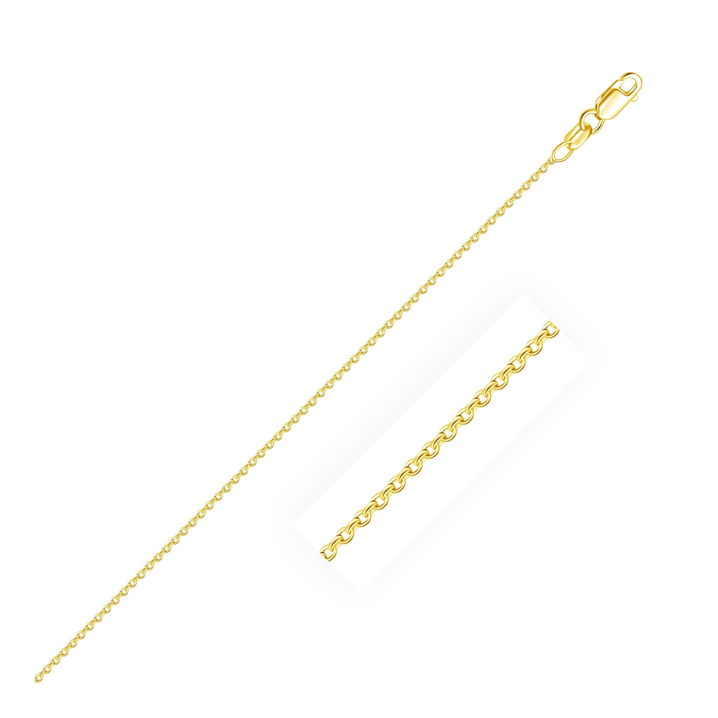 18k Yellow Gold Round Cable Link Chain (0.97 mm)