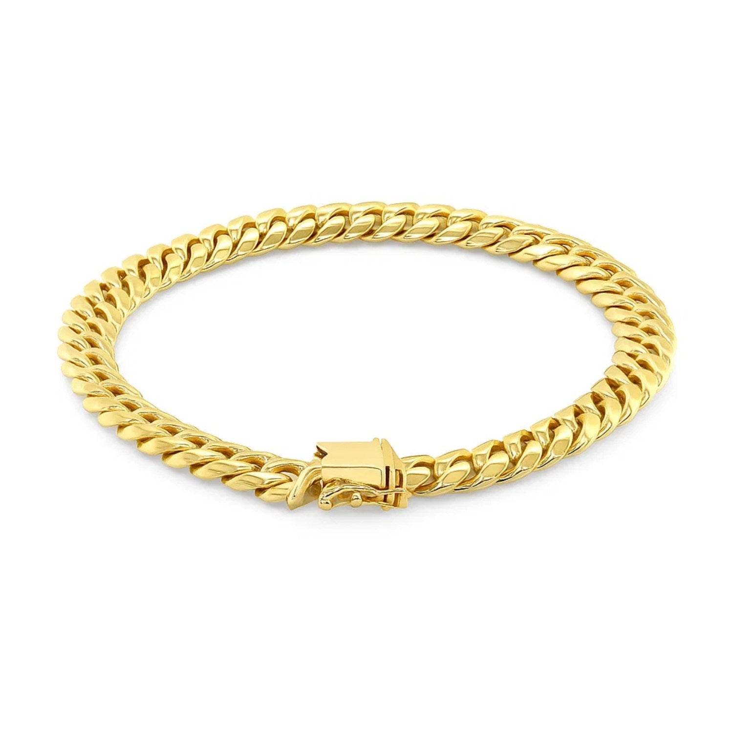 14k Yellow Gold Classic Miami Cuban Solid Bracelet (8.20 mm)