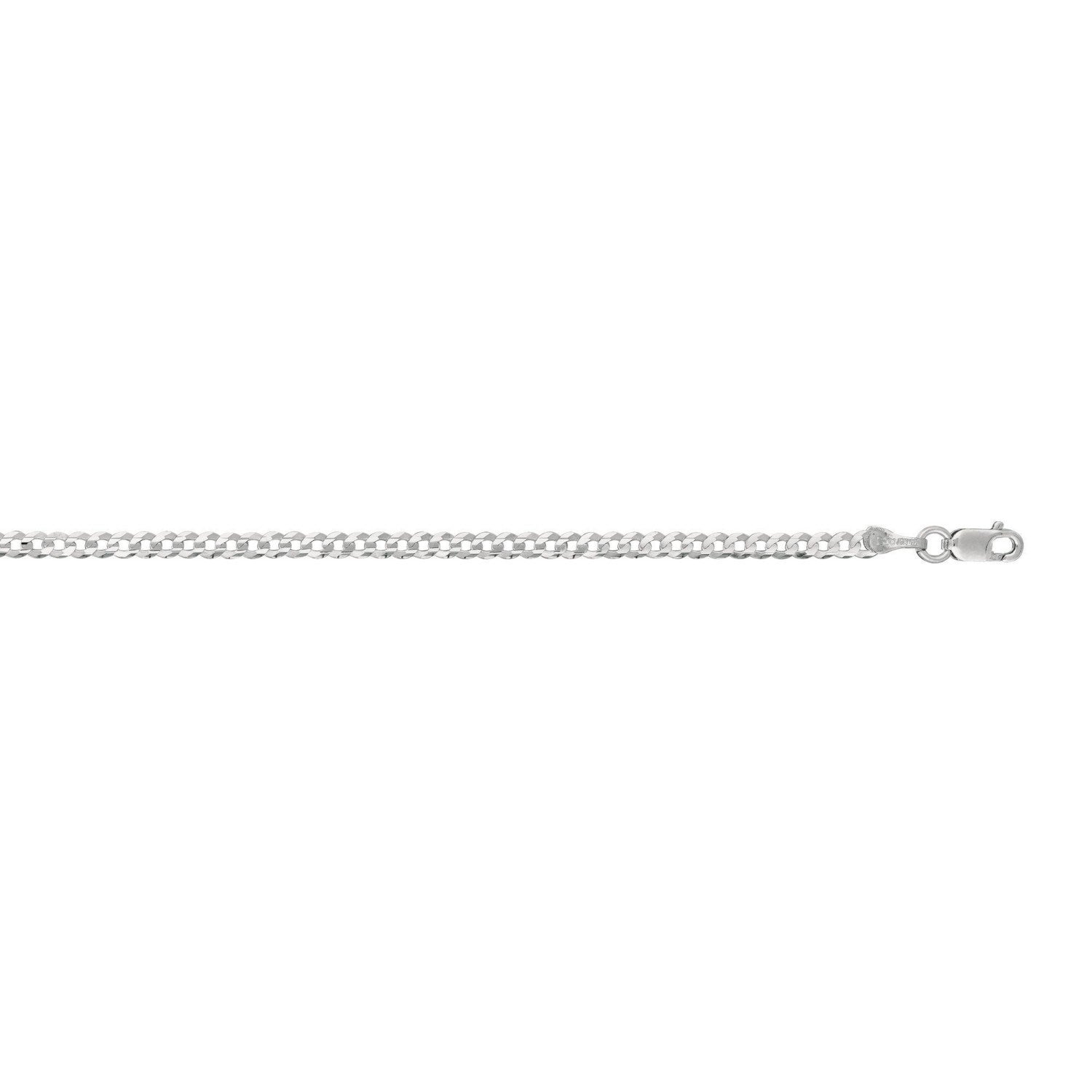 2.6mm 14k White Gold Curb Link Anklet