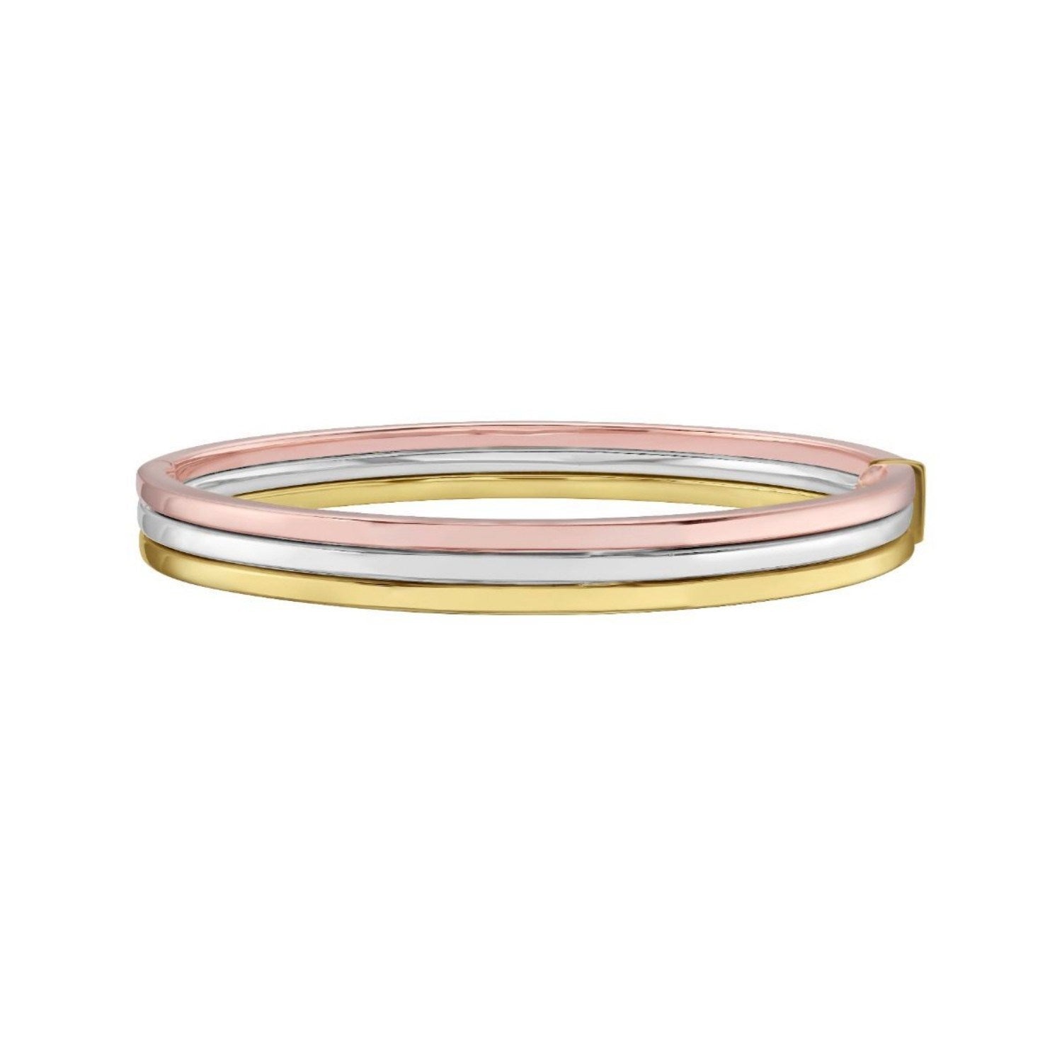 14K Tri Color Gold Layered Trinity Bangle (7.30 mm)