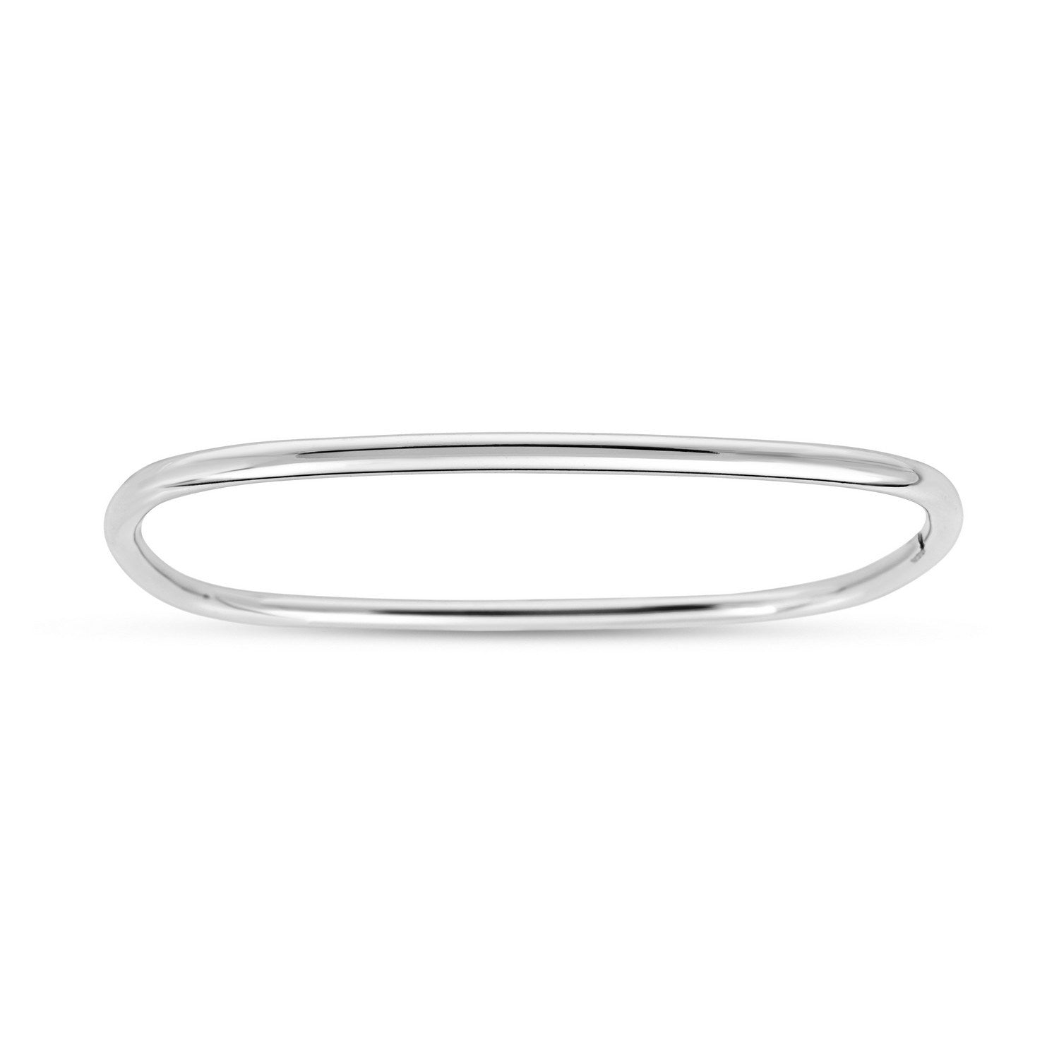 Sterling Silver Rhodium Plated Square Slip On Bangle (3.00 mm)