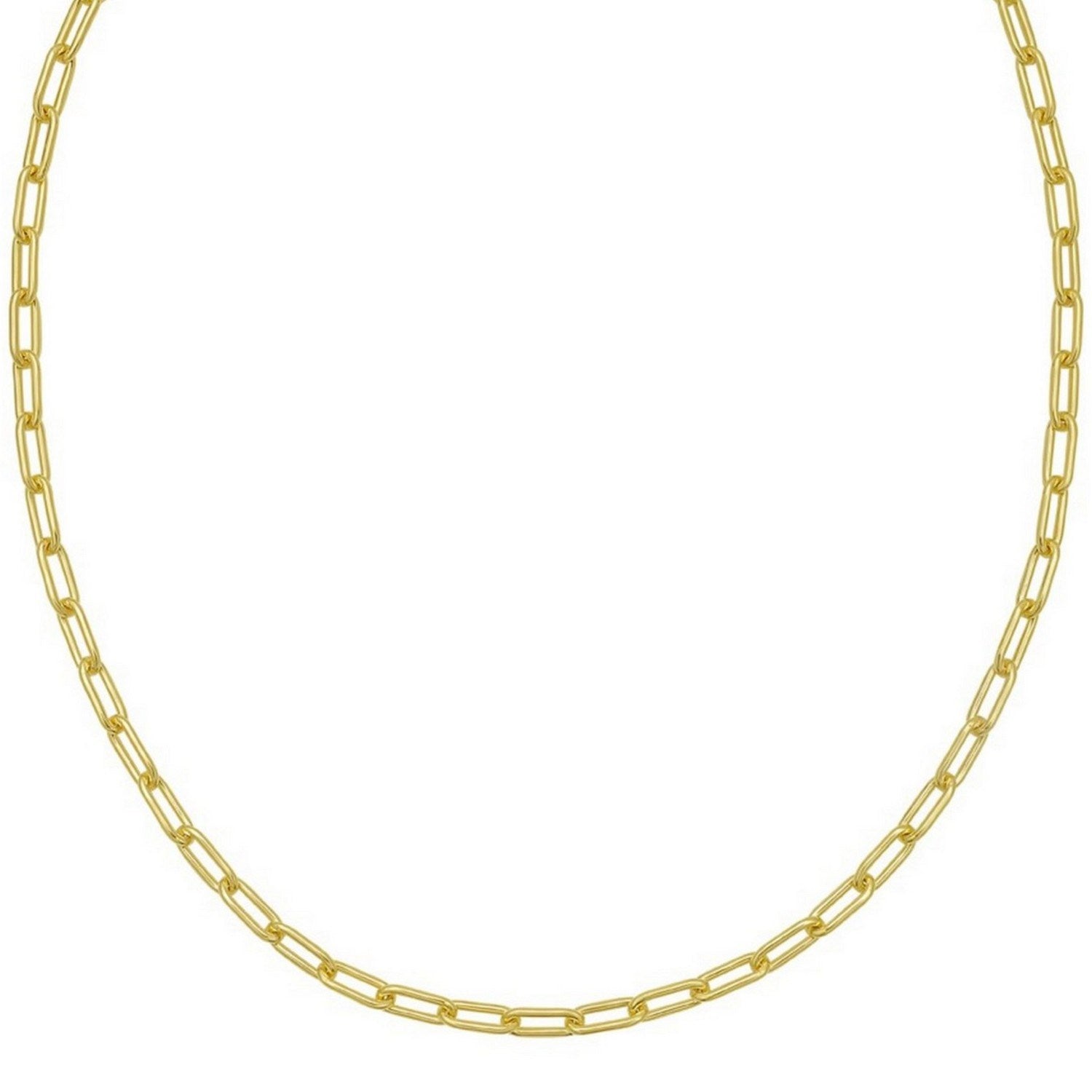 Sterling Silver Yellow Gold Plated Round Link Paperclip Chain (5.20 mm)