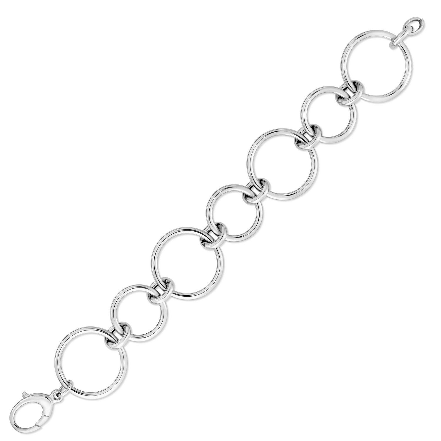 Sterling Silver Rhodium Plated Round Link Bracelet