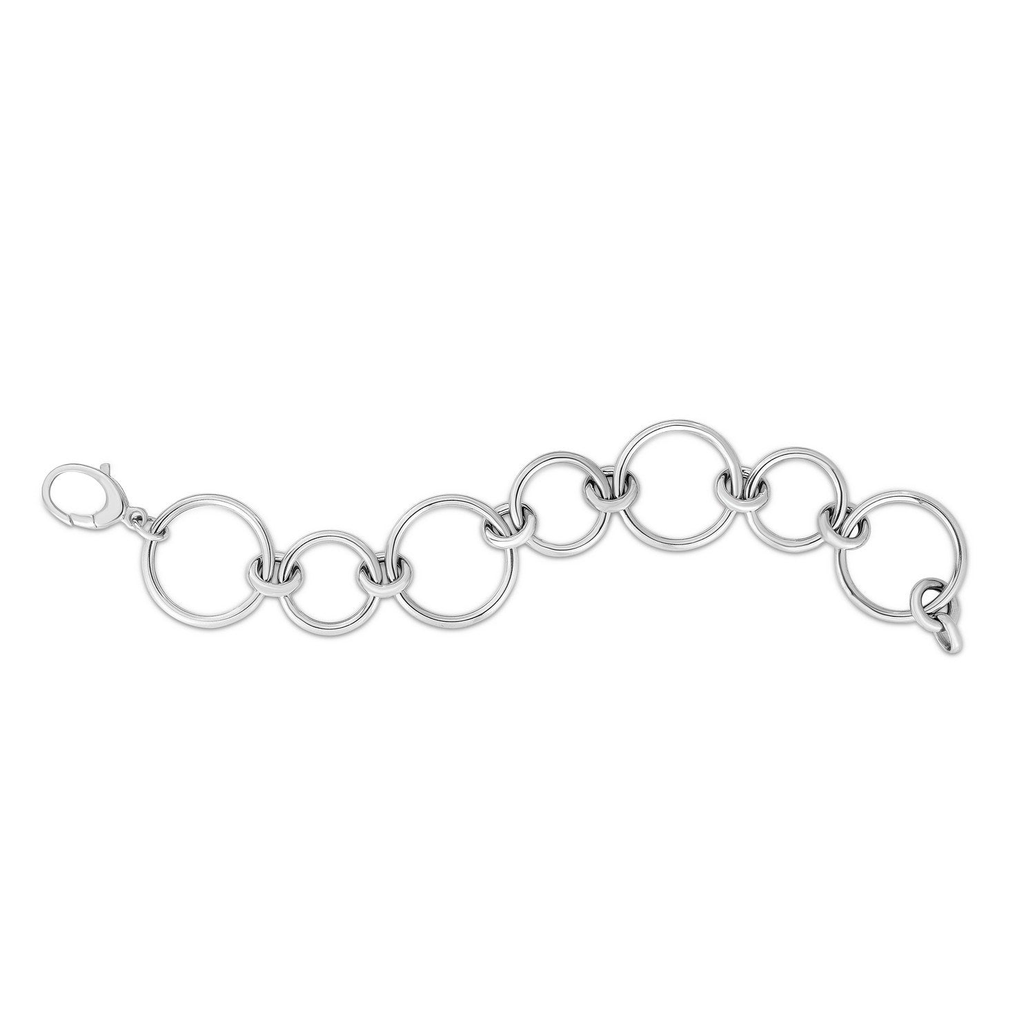 Sterling Silver Rhodium Plated Round Link Bracelet