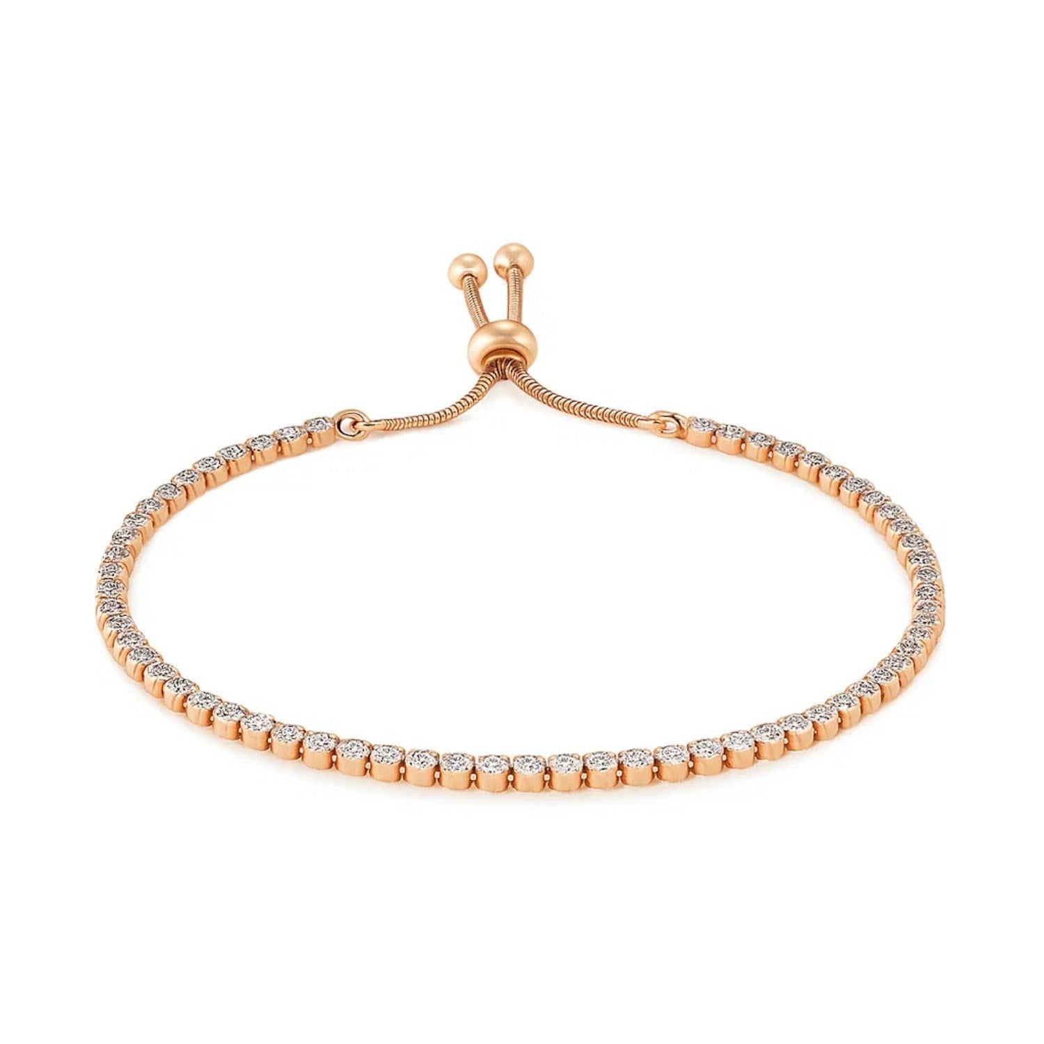 Adjustable Tennis Style Bracelet with Cubic Zirconia in Sterling Silver(5.10 mm)