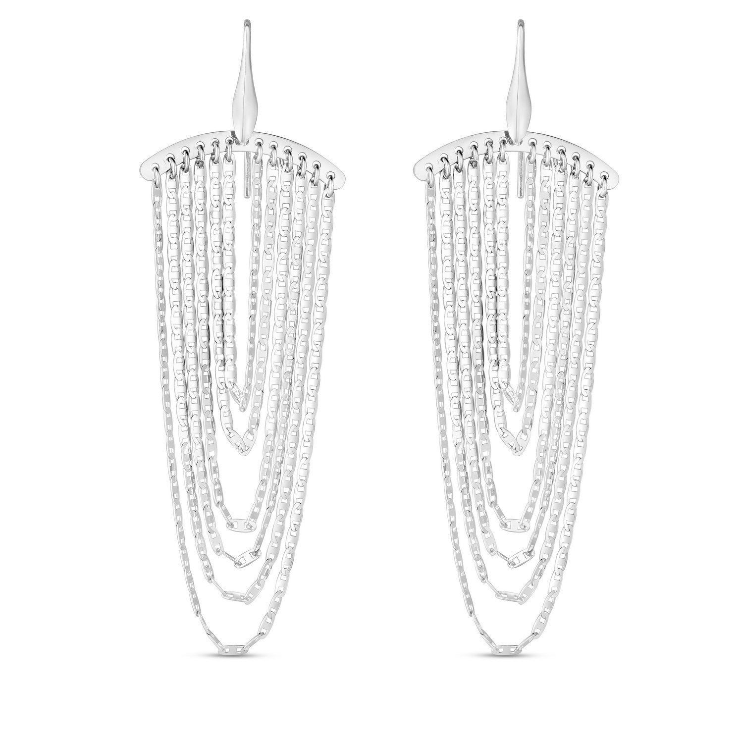 Sterling Silver Multi Strand Chain Drop Chandelier Earrings