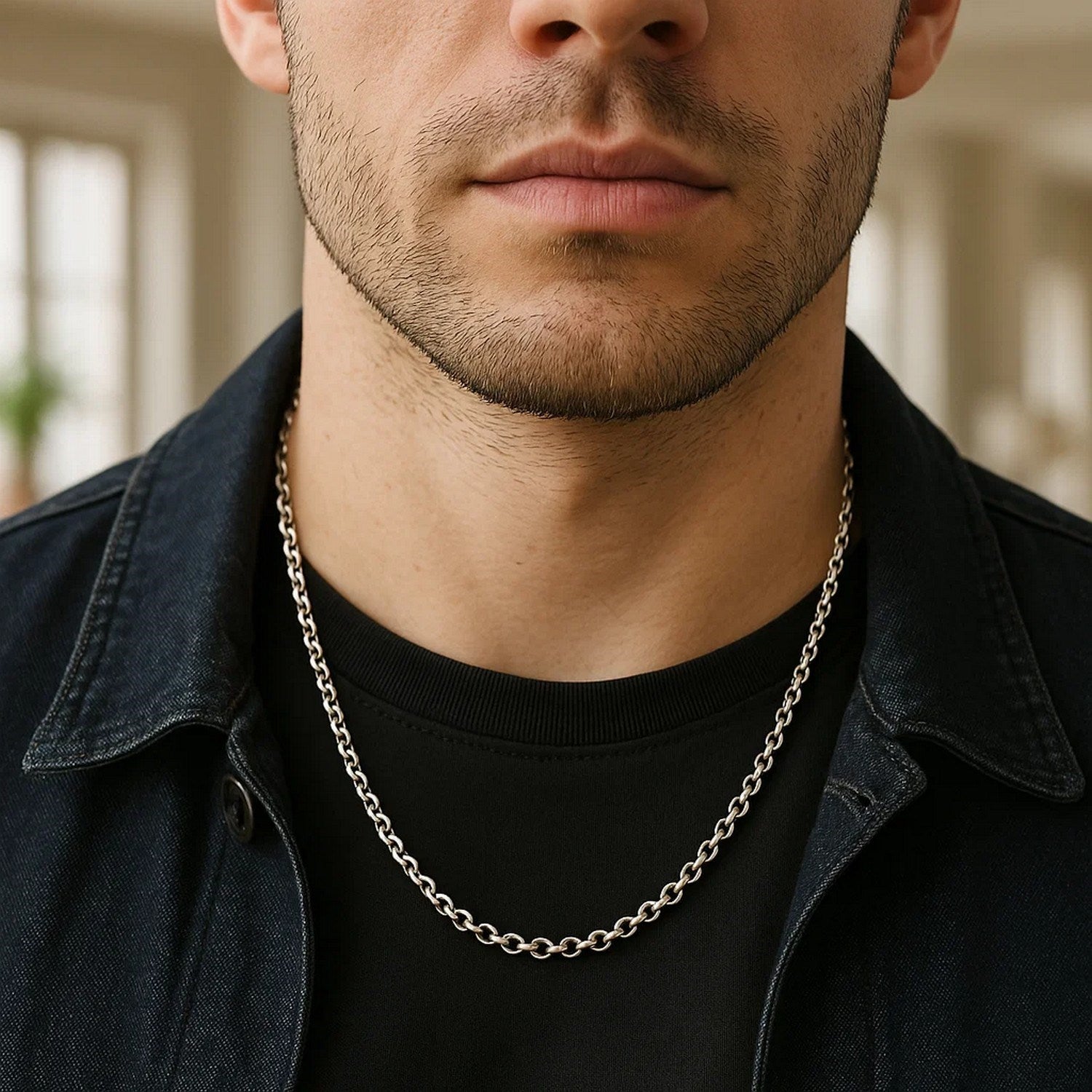 Sterling Silver Rhodium Plated Rolo Chain (5.70 mm)