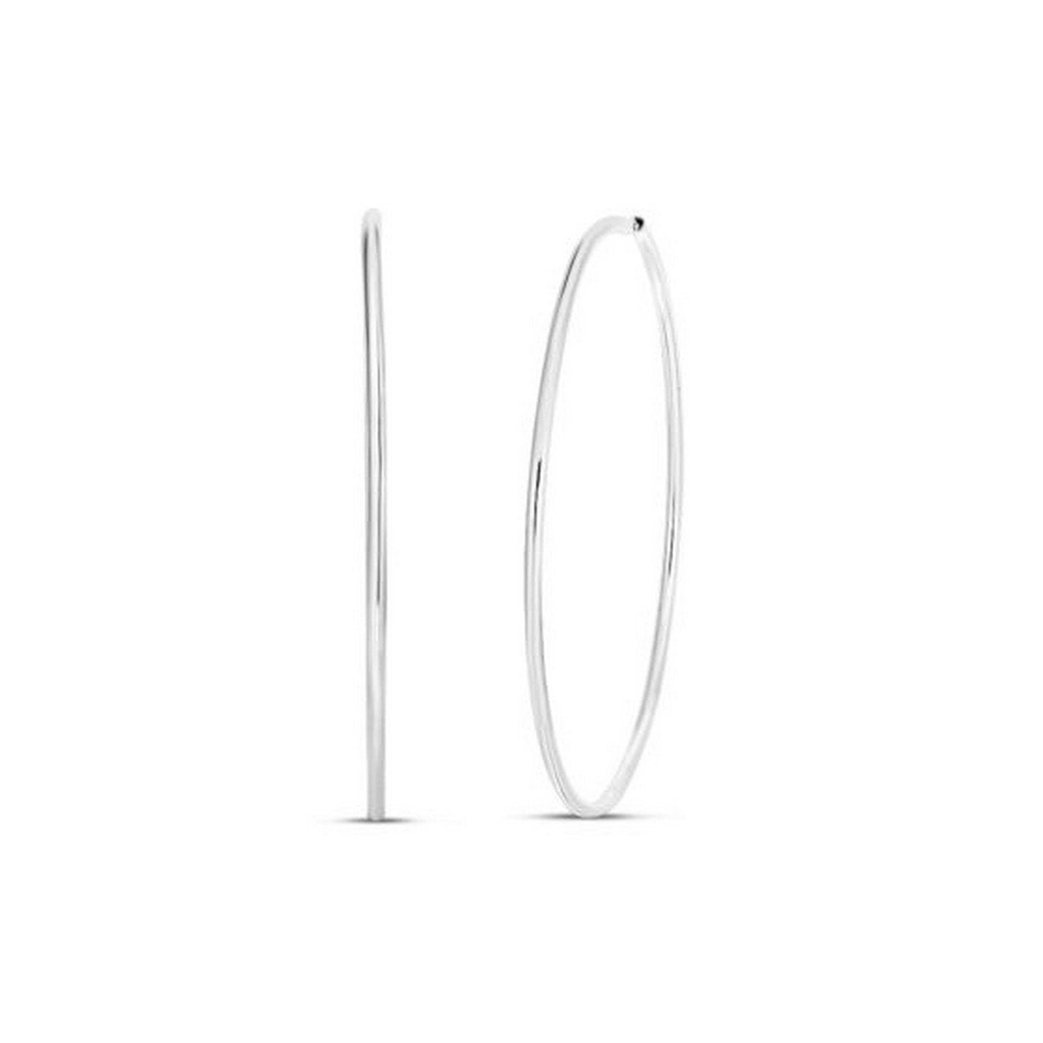 Rhodium Plated Endless Hoop Earrings in Sterling Silver